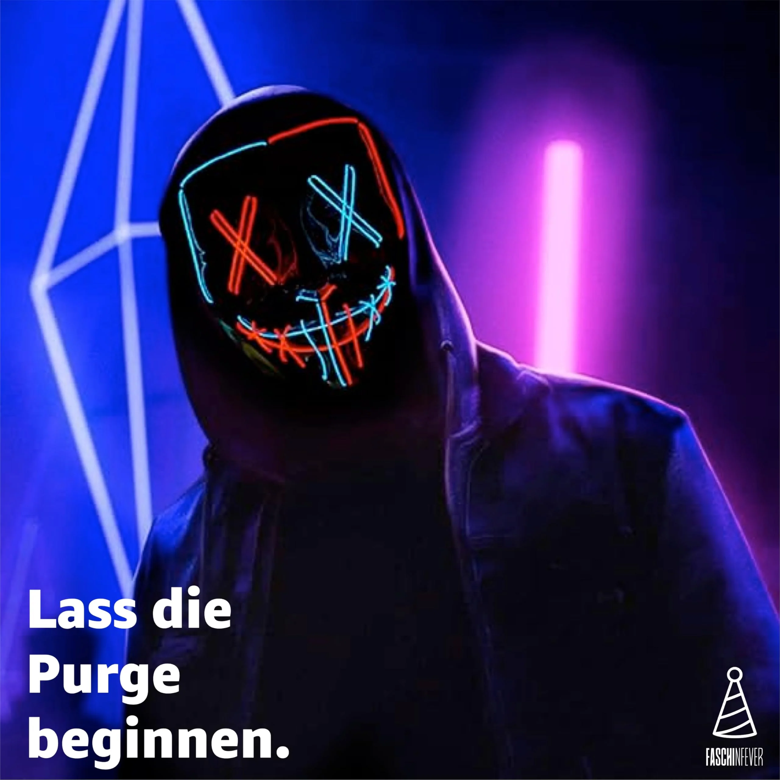 LED Purge Maske - Kostümmaske steuerbar für Halloween, Fasching & Karneval als Kostüm für Herren & Damen (Farbauswahl) (blau/rot) - Image 5