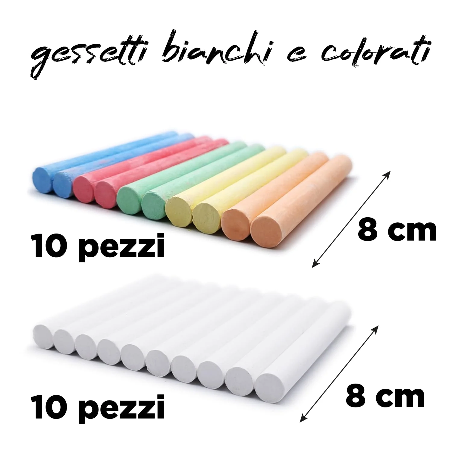 Leddy Set mit 24 weißen und farbigen Kreiden für Tafeln, Kreide in 5 Farben + Weiß mit hohem Kontrast, für Schule, Büro, Studium, Handwerk, Zeichnen - Image 5