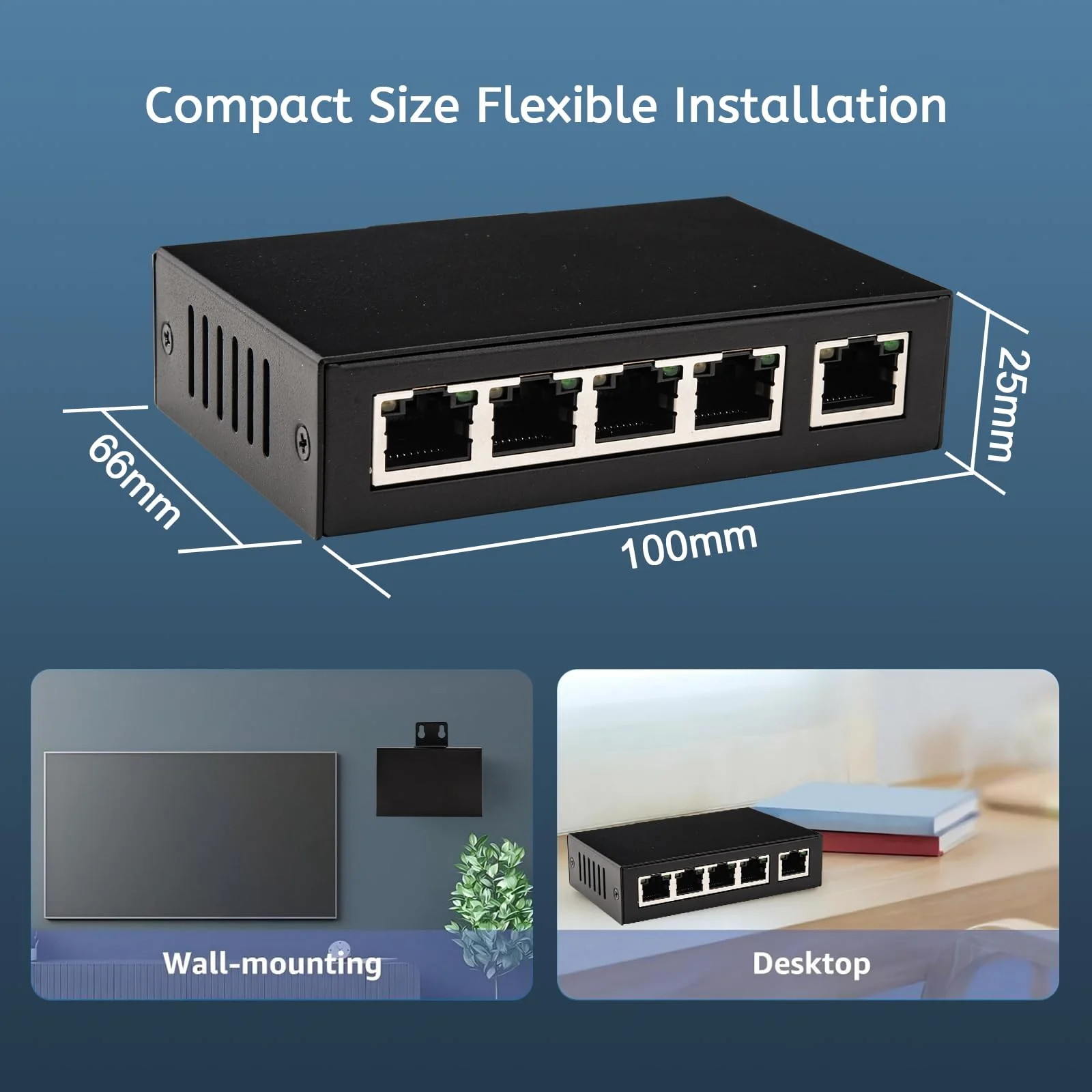 Leehitech Desktop/Wall Mount PoE Extender, 1 PoE in 4 PoE Out, IEEE802.3af/at PoE Powered, 10/100Mbps Ethernet, 100M/328FT Signal Extende POE Repeater, PoE Extender Injektor Netzwerk Extender - Image 5