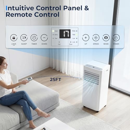 LEENON Klimaanlage Mobil Klimagerät 9000 BTU, 4 in 1 Kühlen Entfeuchten Lüftermodus Schlafmodus, 2.6KW Mobile Klima mit Abluftschlauch, Fernbedienung/ 24h-Time, Air Conditioner, Für Räume bis 35 m² - Image 4