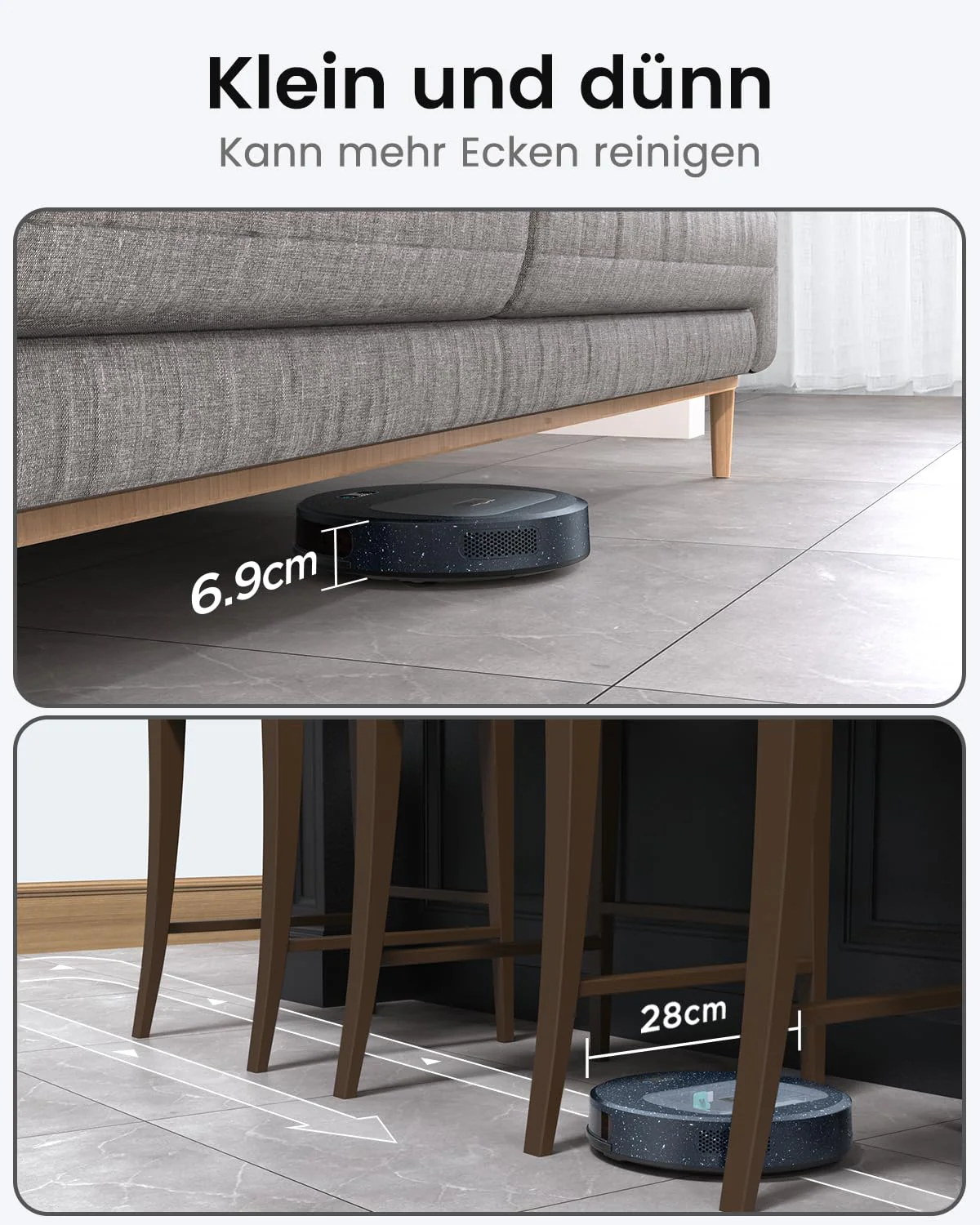 LEFANT F1 Saugroboter mit Wischfunktion, Staubsauger Roboter mit 5000 Pa Saugkraft, Ultraflaches Design, Bis zu 250 Minuten Akkulaufzeit, Ausgestattet mit einem 600-ml-Staubbehälter mit Sichtfenster - Image 3