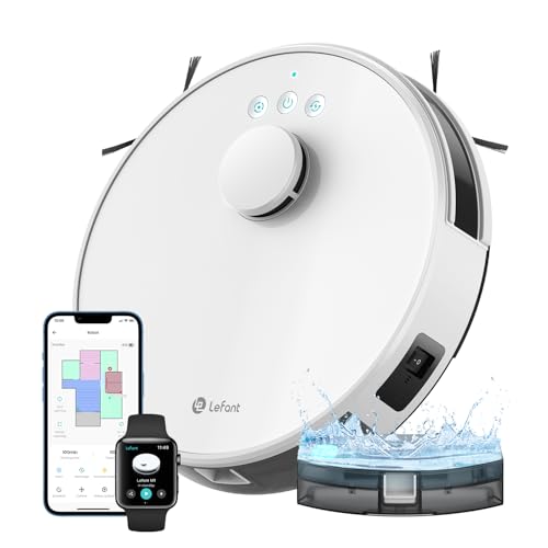 Lefant M1 Saugroboter mit Wischfunktion, Mehrstufiges Mapping mit No-Go-Zonen, 5500Pa Staubsauger Roboter 150 Mins Max, Ideal für Tierhaare und Hartböden, App-/Alexa-Steuerung,Weiß