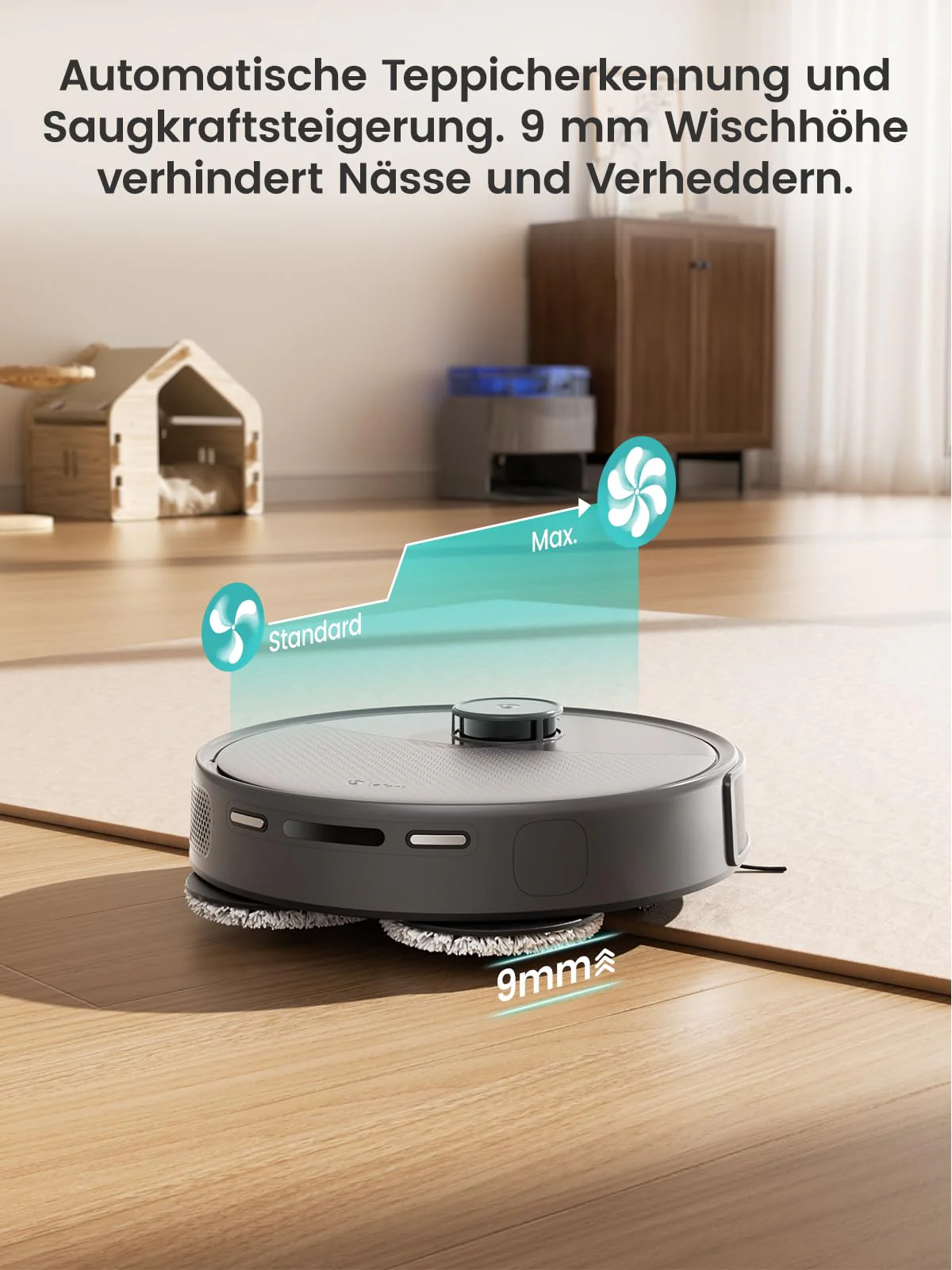 LEFANT M3 Saugroboter mit Wischfunktion,12000 Pa Saugkraft,Automatisches Andocken,Vermeiden von Hindernissen,Anheben des Wischmopps,220Mins Max,Anti-Tangle,LiDAR Navigation,WLAN, App und Alexa, Grau - Image 3