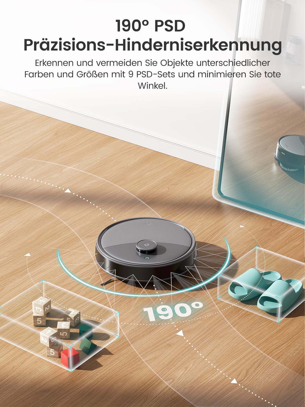 LEFANT M3 Saugroboter mit Wischfunktion,12000 Pa Saugkraft,Automatisches Andocken,Vermeiden von Hindernissen,Anheben des Wischmopps,220Mins Max,Anti-Tangle,LiDAR Navigation,WLAN, App und Alexa, Grau - Image 4