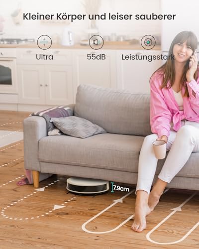 LEFANT M310 Staubsauger Roboter, Saugroboter mit 4500 Pa Saugkraft, 180 Minuten Akkulaufzeit, Hindernisvermeidung, Steuerung per WLAN, App und Alexa, Geeignet für Tierhaare und Hartböden - Image 2