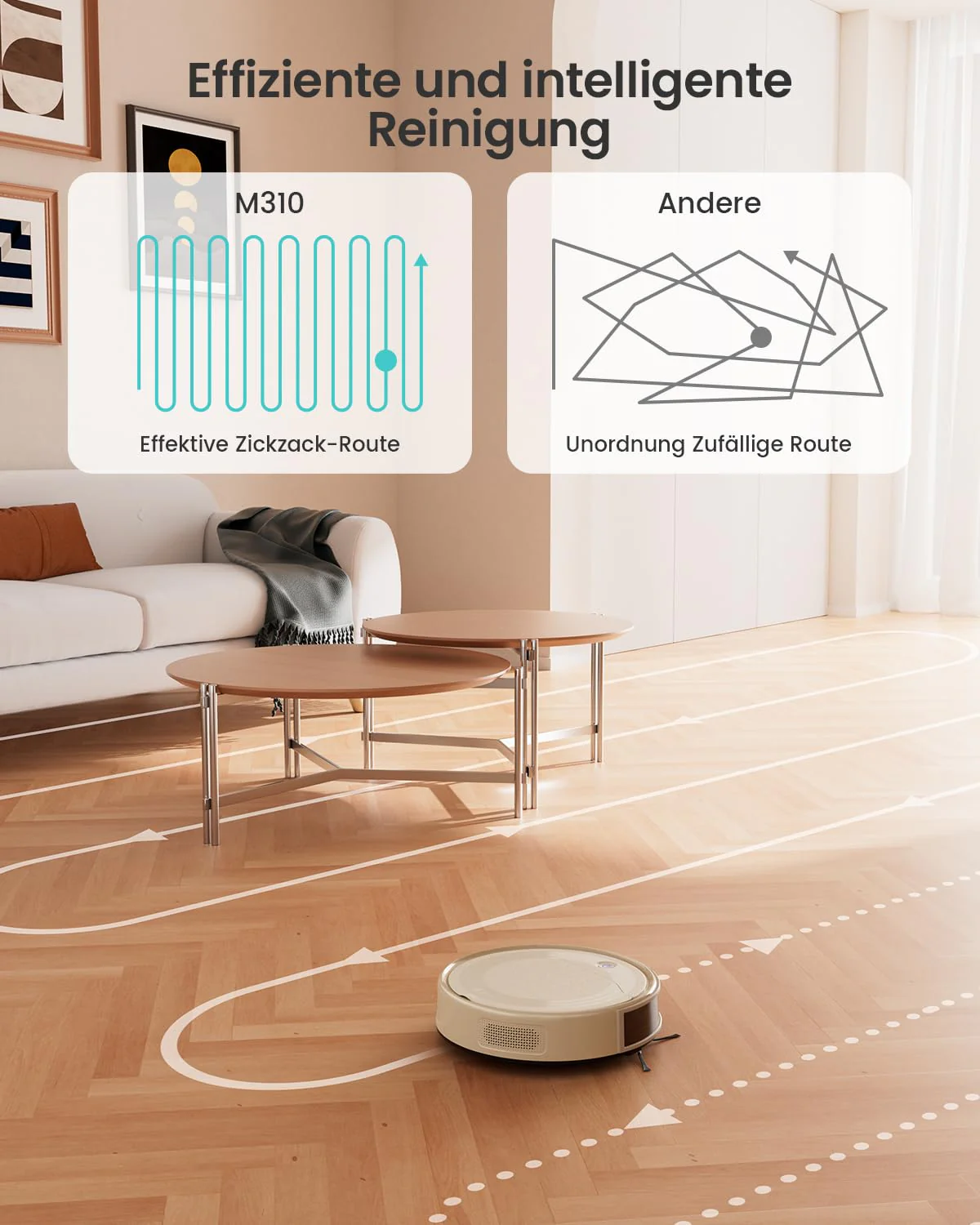 LEFANT M310 Staubsauger Roboter, Saugroboter mit 4500 Pa Saugkraft, 180 Minuten Akkulaufzeit, Hindernisvermeidung, Steuerung per WLAN, App und Alexa, Geeignet für Tierhaare und Hartböden - Image 7