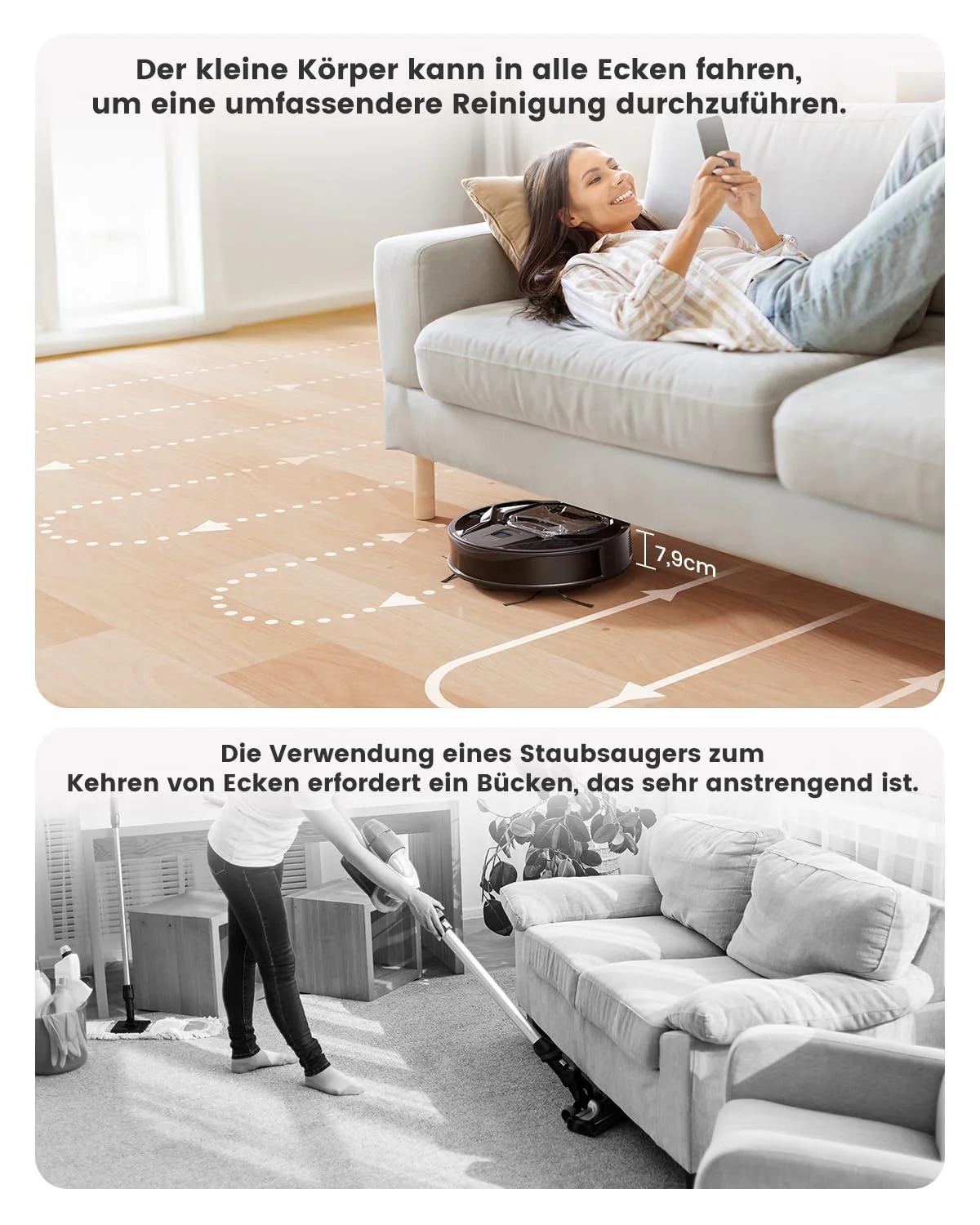 LEFANT M320 Saugroboter mit Wischfunktion 3 in 1, 6.000Pa Staubsauger Roboter mit Präzise-Entfernungs-Navigation, Sichtbar 800ML Staubbehälter, 210Mins, WLAN/App, Ideal für Tierhaare, Teppiche - Image 4