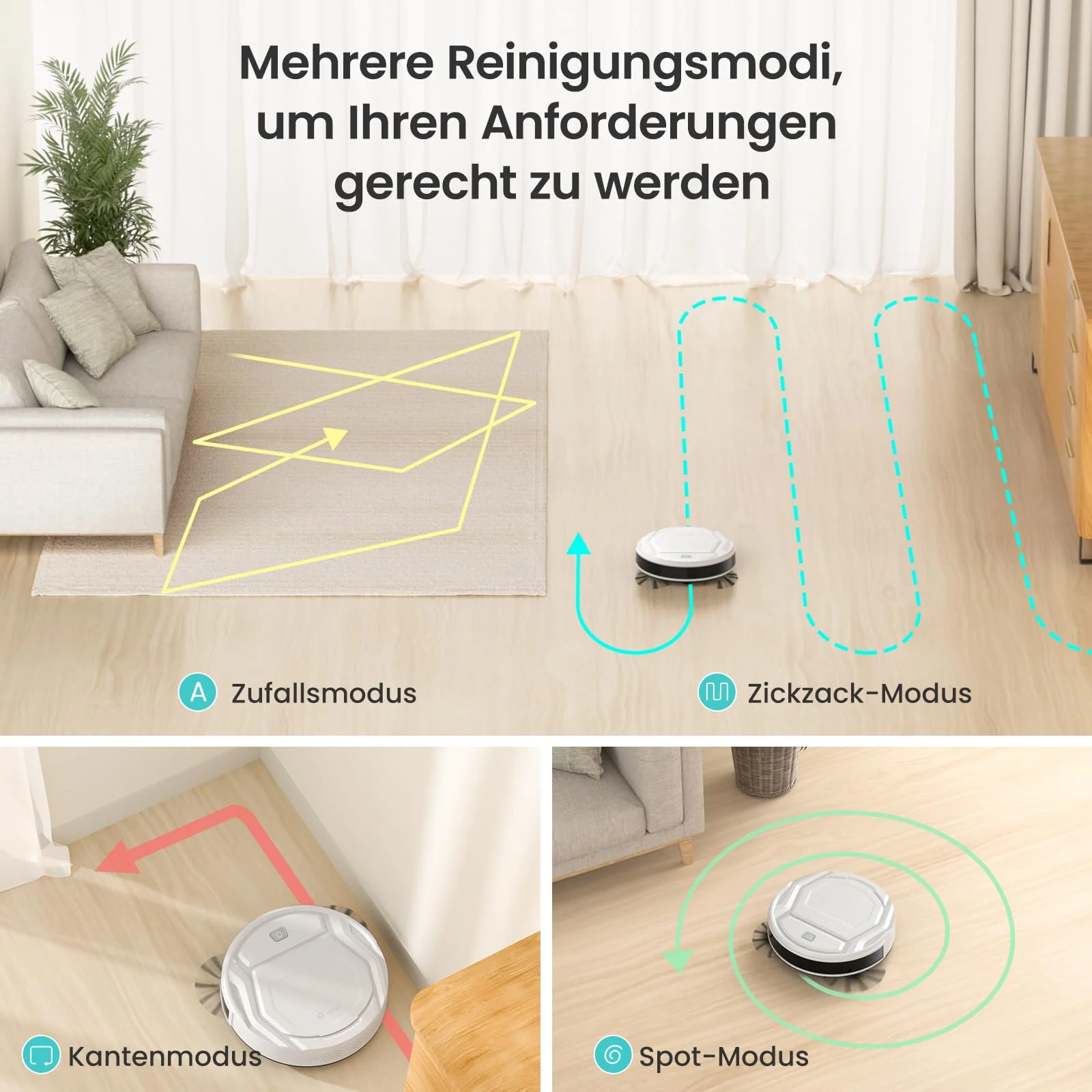LEFANT Saugroboter mit Fernbedienung, 2200Pa Staubsauger Roboter, 120Mins Max, WLAN Roboterstaubsauger, Selbstaufladend, App/Alexa, Ideal für Tierhaare, Teppich, Hartboden 210P Weiß - Image 8