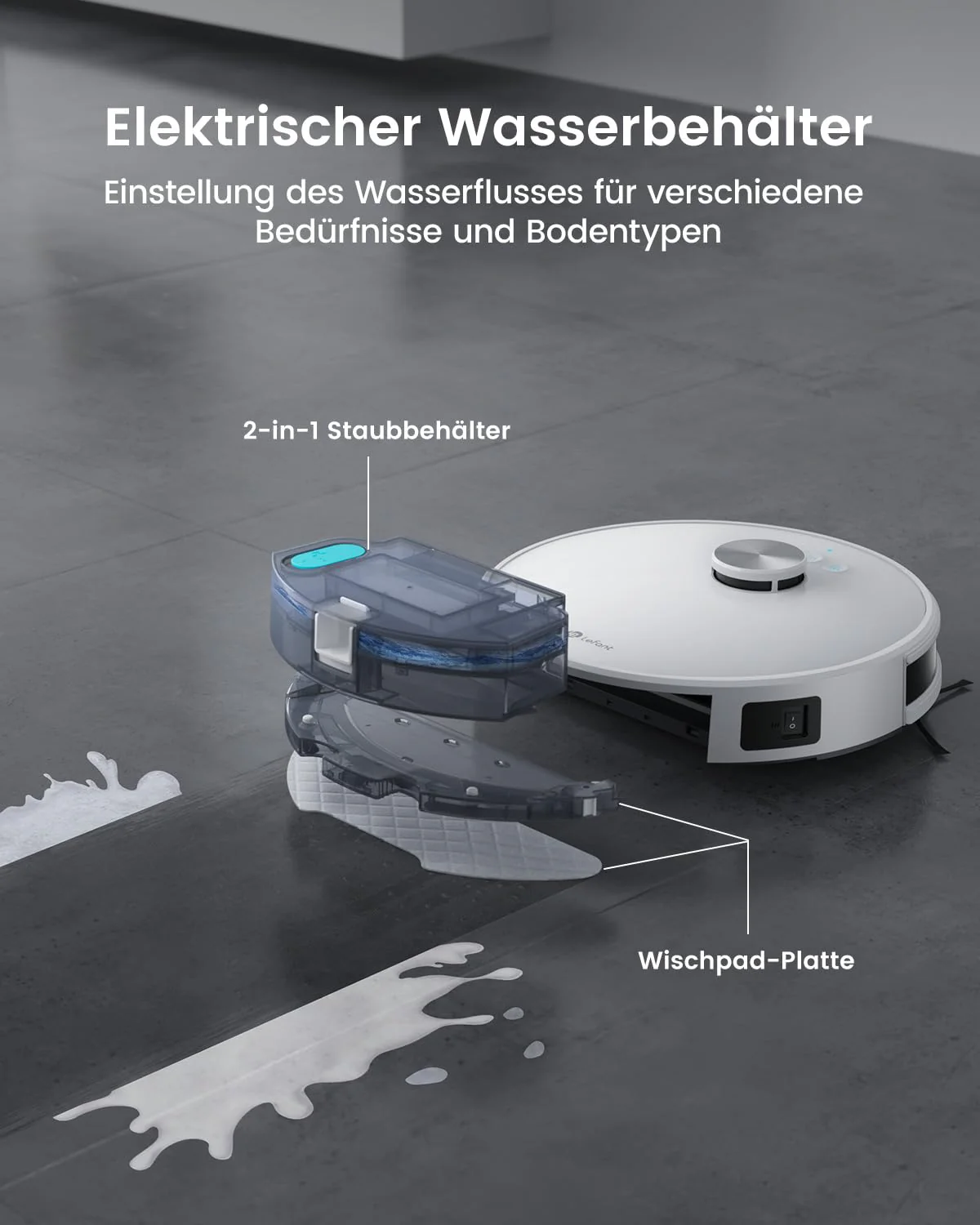 LEFANT Saugroboter mit Wischfunktion M1, 4000Pa Saugleistung Staubsauger Roboter 200min Laufzeit, Mehrstufiges Mapping, No-Go-Zonen, Saug und Wischroboter für Tierhaare, Teppiche und Hartböden - Image 2