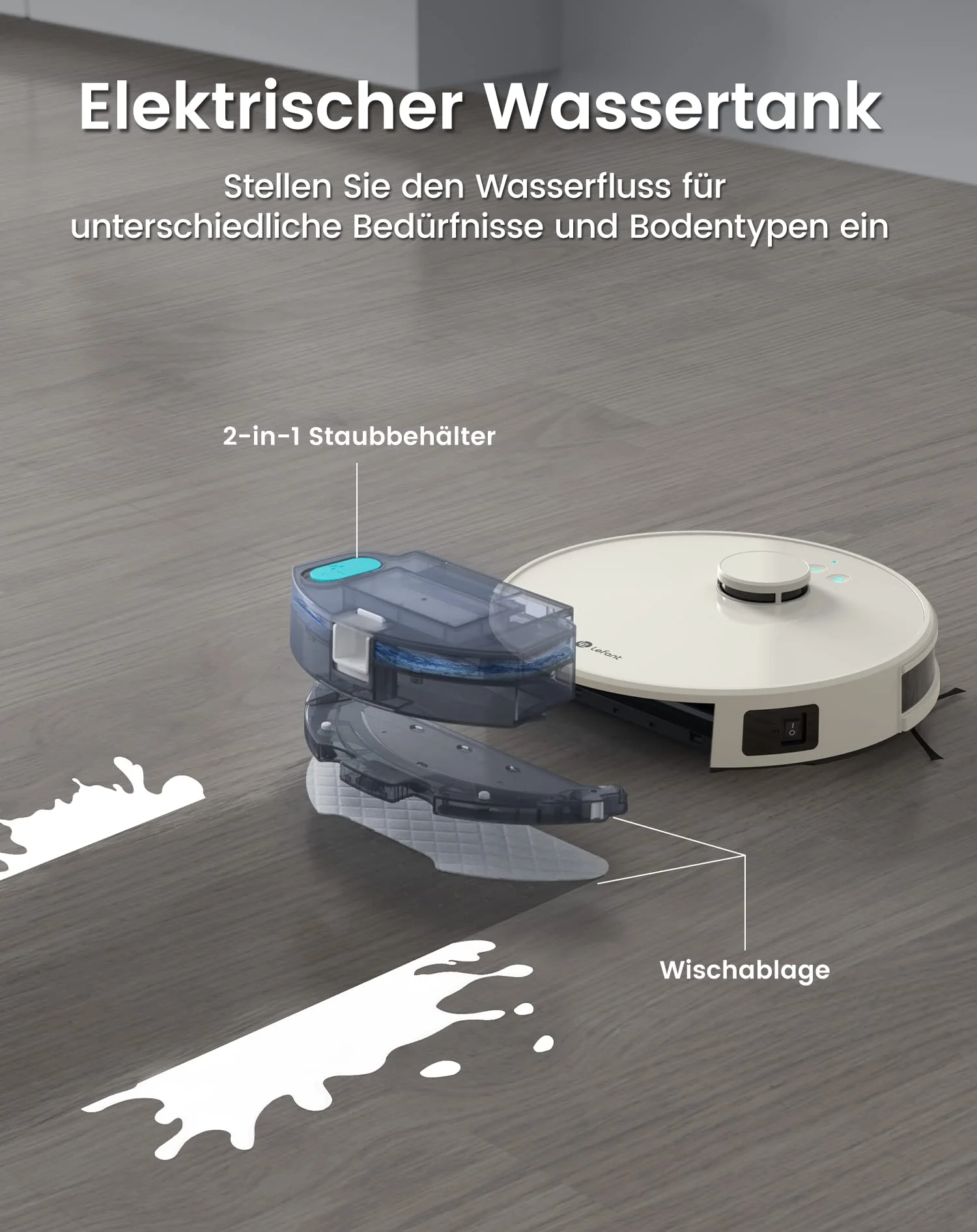 LEFANT Staubsauger Roboter, No-Go-Zonen, Saug und Wischroboter 5500 Pa Mehrstufiges Mapping, Laser Navigation, WiFi/APP/Alexa, Roboterstaubsauger für Tierhaare Hartböden - Image 6
