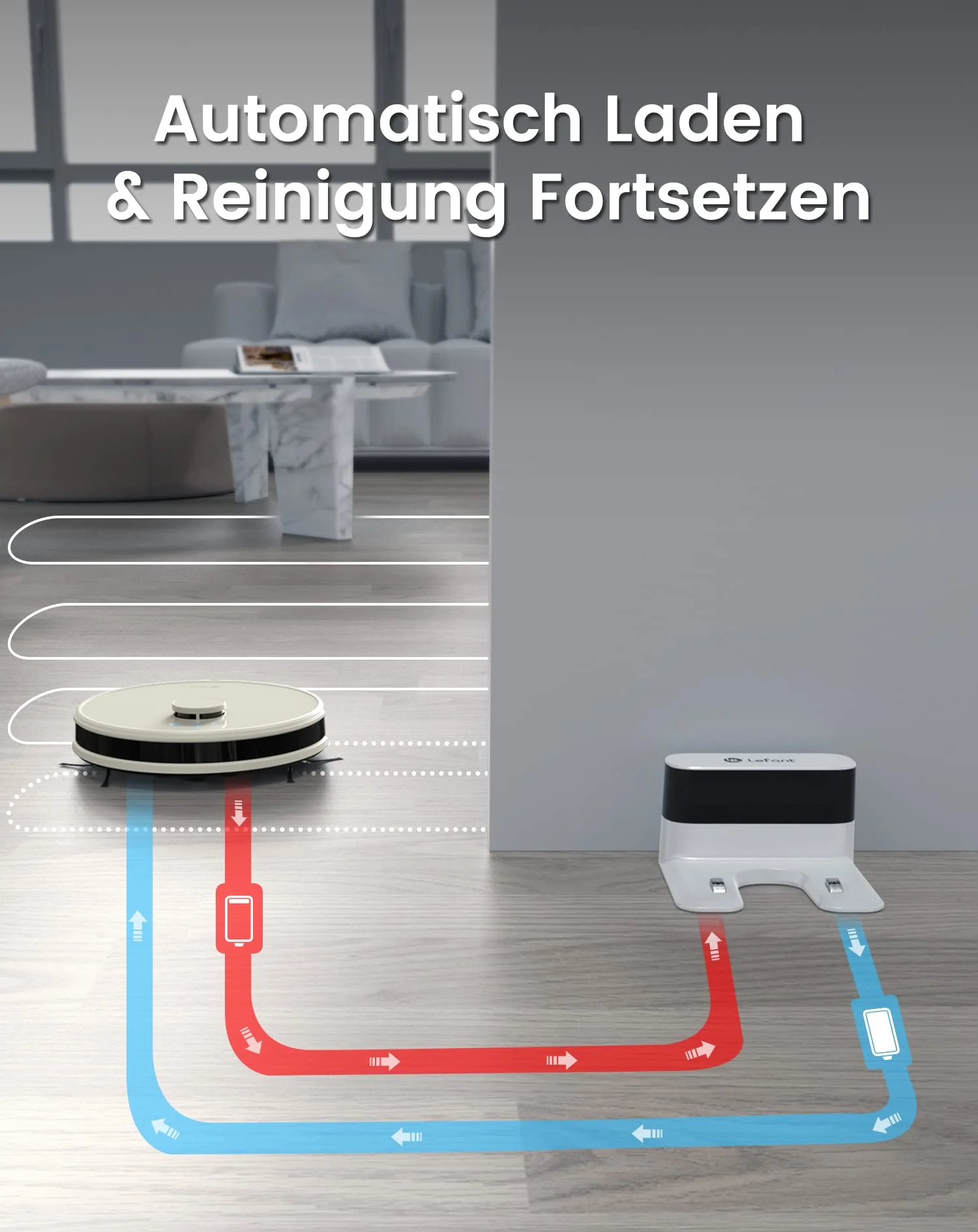 LEFANT Staubsauger Roboter, No-Go-Zonen, Saug und Wischroboter 5500 Pa Mehrstufiges Mapping, Laser Navigation, WiFi/APP/Alexa, Roboterstaubsauger für Tierhaare Hartböden - Image 8
