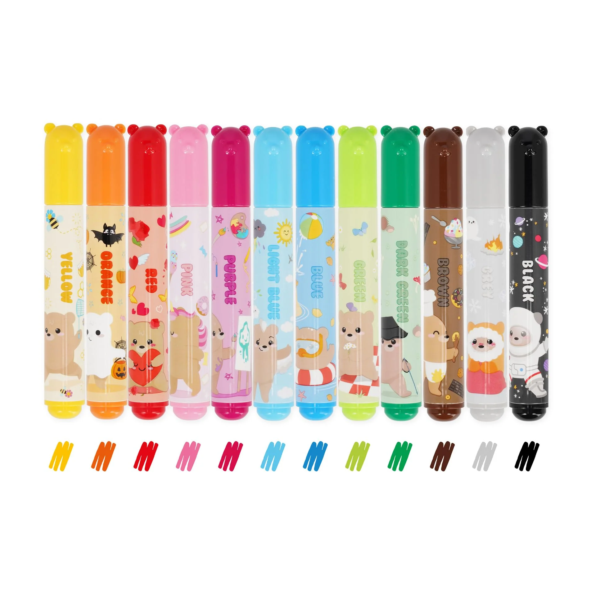 LEGAMI - Set mit 12 Filzstiften, Teddy Friends, 12 sortierte Farben, waschbar und ungiftig, nicht eindringende Spitze, feine und breite Striche, für Kinder und Mädchen, wiederverwendbare Verpackung