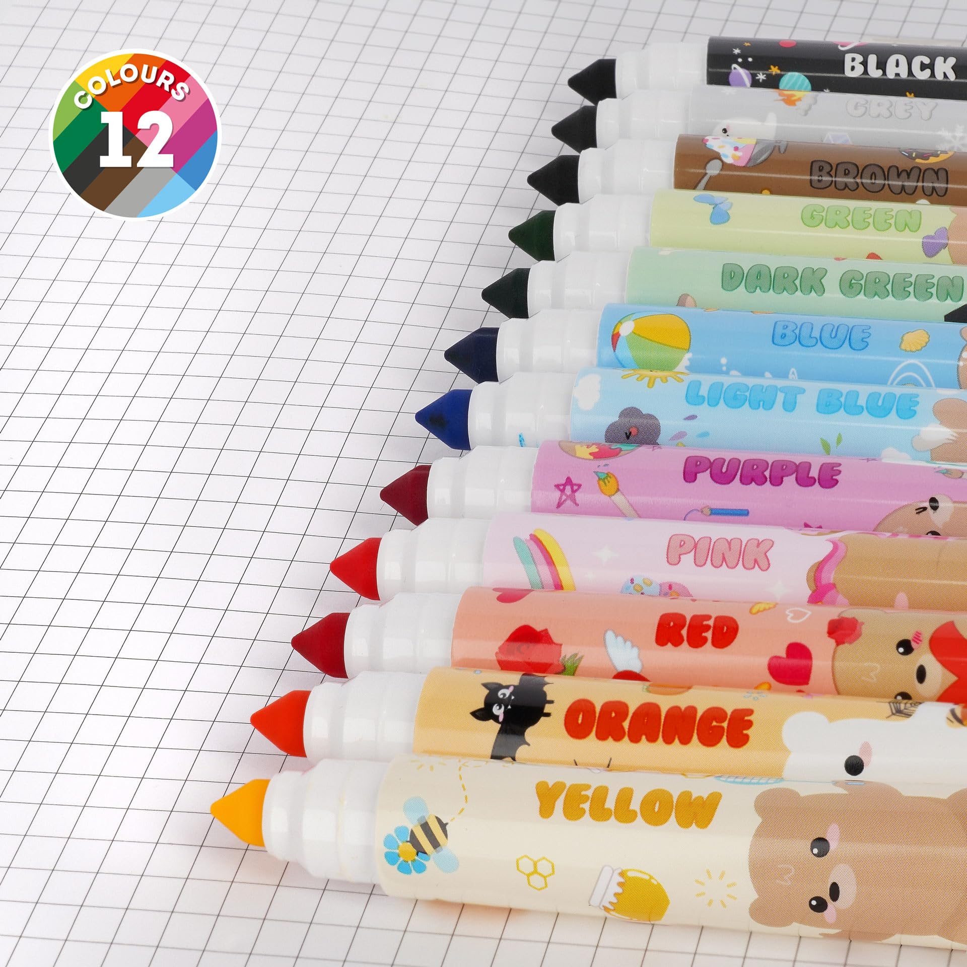 LEGAMI - Set mit 12 Filzstiften, Teddy Friends, 12 sortierte Farben, waschbar und ungiftig, nicht eindringende Spitze, feine und breite Striche, für Kinder und Mädchen, wiederverwendbare Verpackung - Image 3