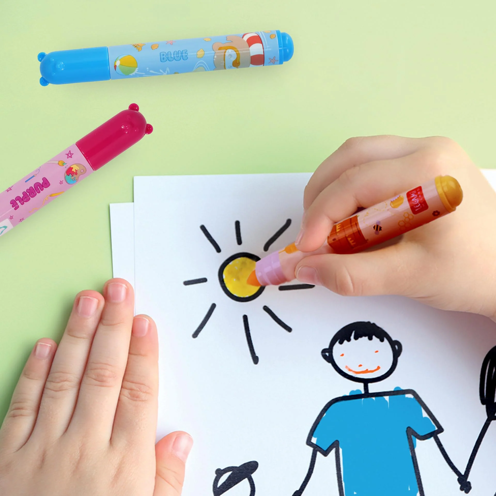 LEGAMI - Set mit 12 Filzstiften, Teddy Friends, 12 sortierte Farben, waschbar und ungiftig, nicht eindringende Spitze, feine und breite Striche, für Kinder und Mädchen, wiederverwendbare Verpackung - Image 6