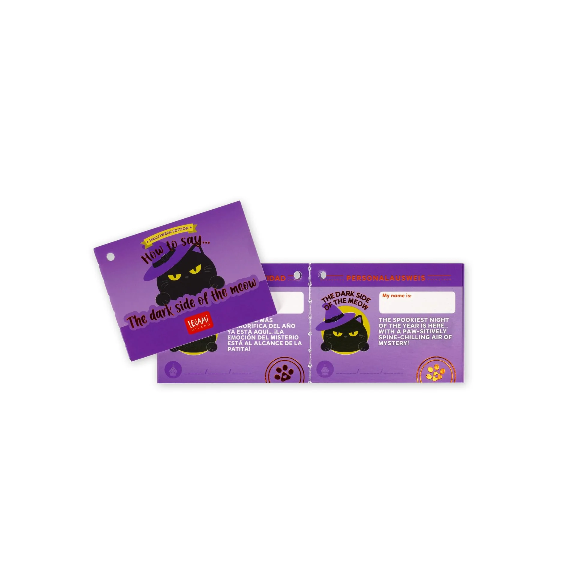 Legami - Super Soft! Plush Plüsch, Black Kitty Thema, Mini Größe, mit personalisierbarer ID Karte, Steht alleine, 14x17x13 cm - Image 4