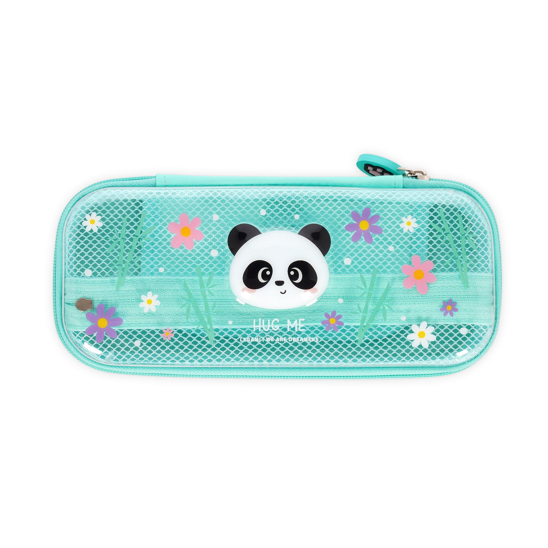 Legami - Wonderwow Federmäppchen, Panda Motiv,2 Fächer und Stifthalter innen, Innenfach mit Netzstoff, Reißverschluss, 23 x 11 x 5 cm