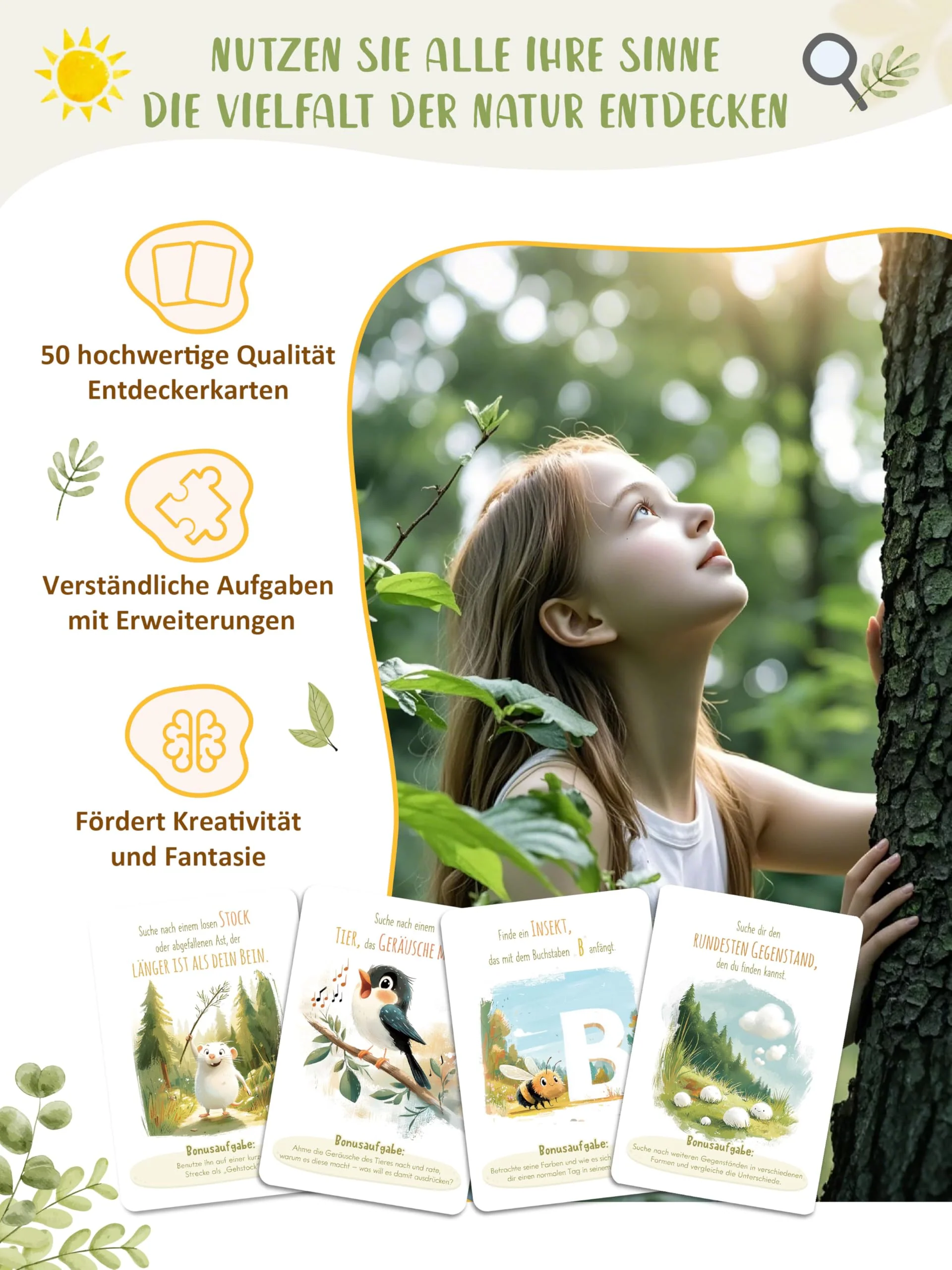 Legezon 50 Entdeckerkarten für Kinder – Finde es Outdoor Suchspiel zur Schatzsuche & Natur-Entdeckung – Lernspiel für draußen im Garten & Wald – Spielzeug Geschenk für Jungen & Mädchen ab 4 Jahren - Image 8