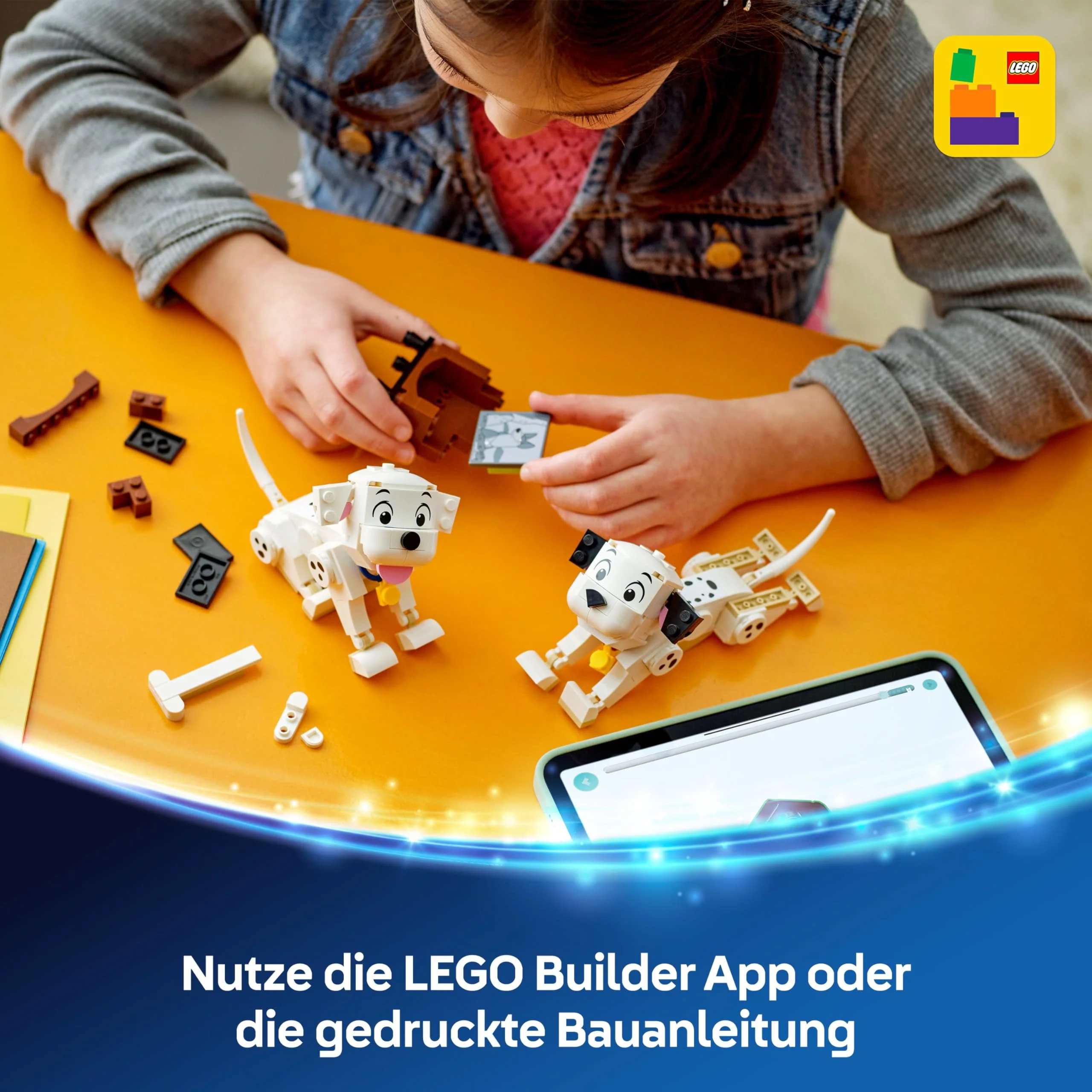 LEGO ǀ Disney Lucky & Penny 101 Dalmatiner - Welpen Spielset – Tierfiguren zum Spielen mit beweglichen Köpfen, Beinen & Schwänzen – Knochen & Fernseher – Geschenk für Mädchen ab 6 Jahren – 43271 - Image 4