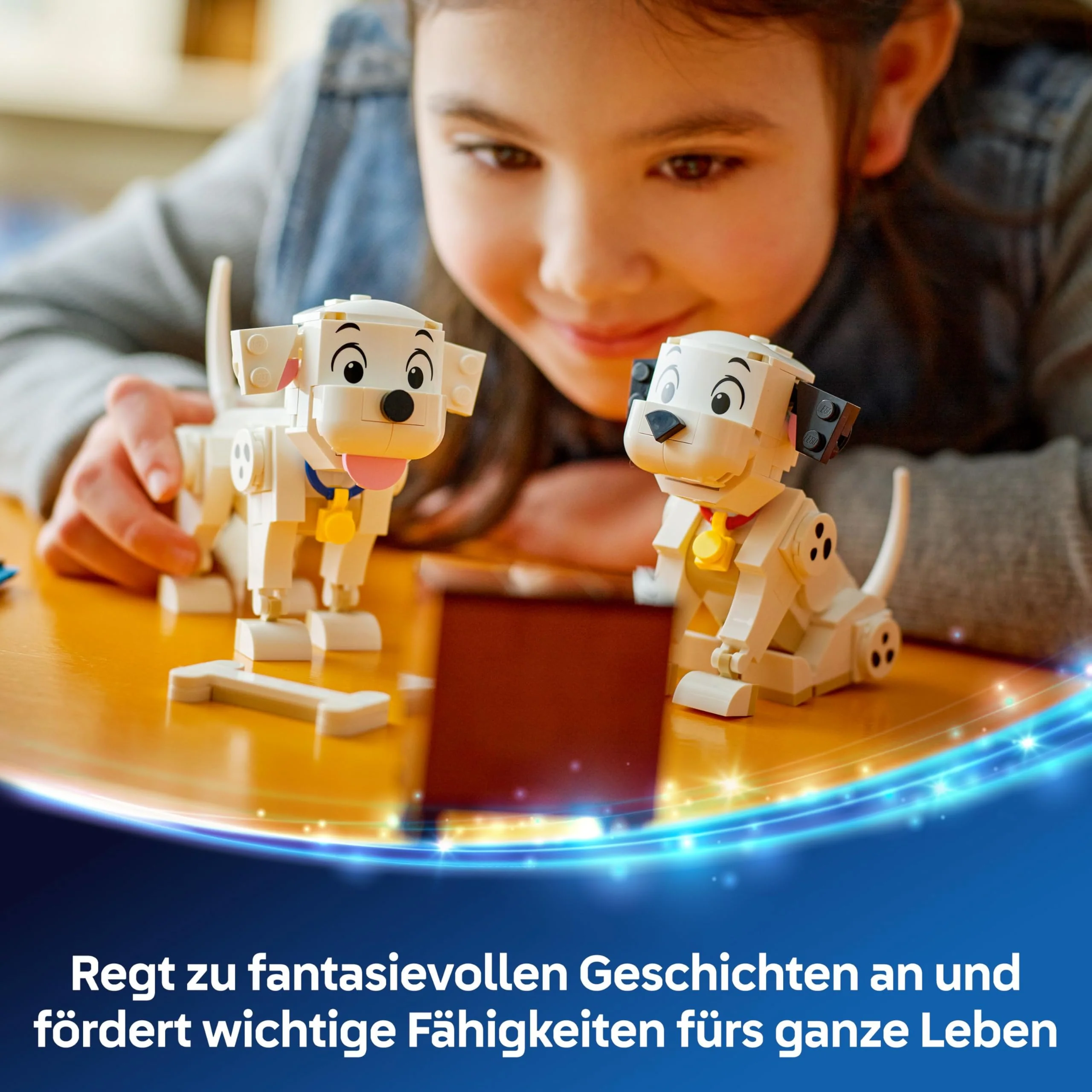 LEGO ǀ Disney Lucky & Penny 101 Dalmatiner - Welpen Spielset – Tierfiguren zum Spielen mit beweglichen Köpfen, Beinen & Schwänzen – Knochen & Fernseher – Geschenk für Mädchen ab 6 Jahren – 43271 - Image 5