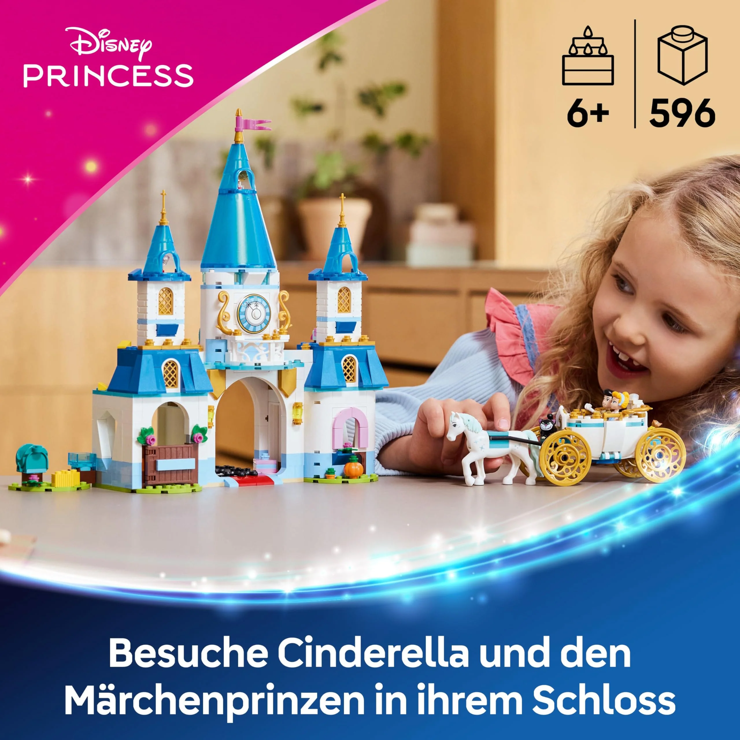 LEGO ǀ Disney Princess Cinderellas Schloss und Pferdekutsche - Kreatives Pferde Spielzeug Mädchen und Jungen - Spielset mit Cinderella und der Märchenprinz Figuren - Kinder Geschenk ab 6 Jahren 43275 - Image 13