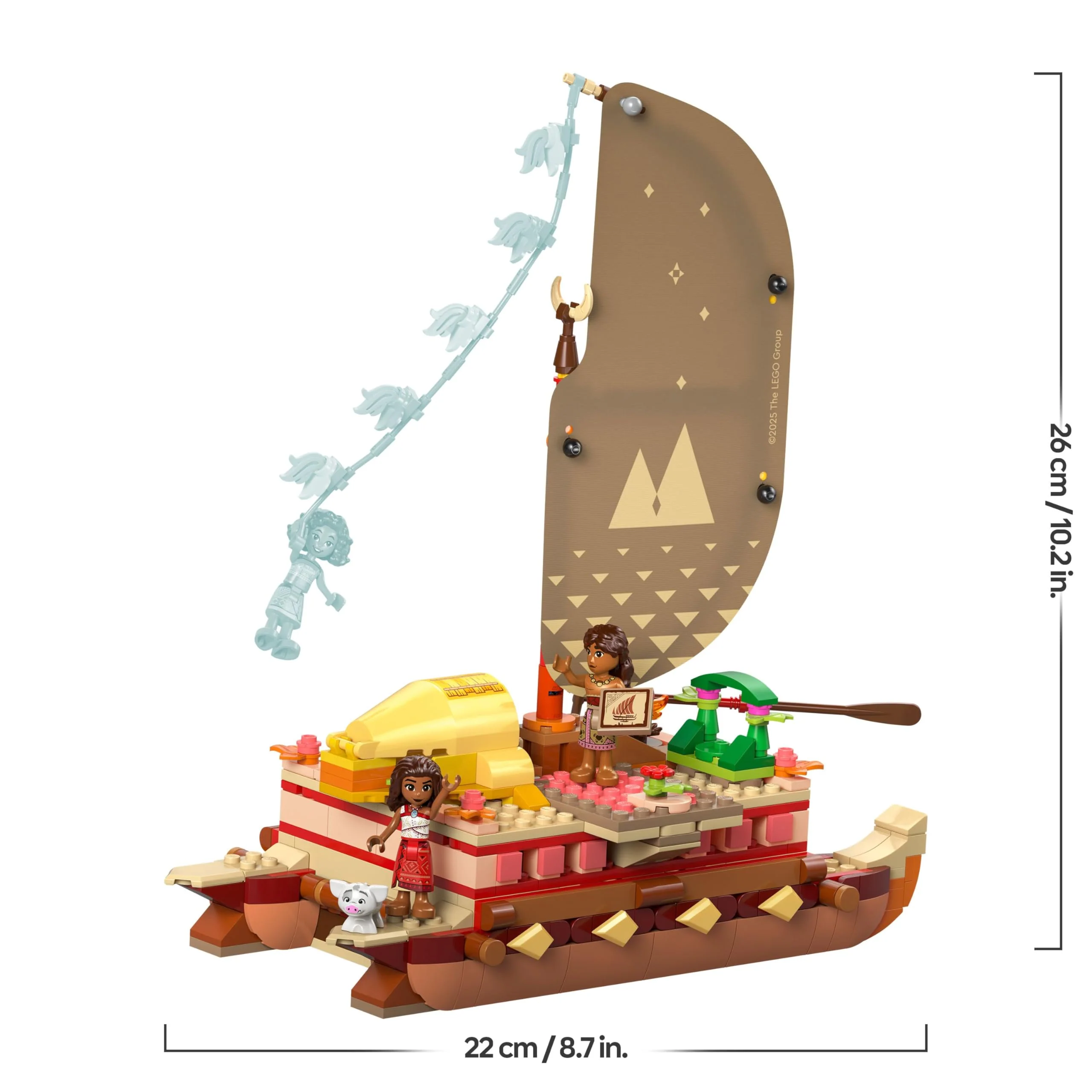 LEGO ǀ Disney Vaiana 2: Vaianas Abenteuerfloß - Spielzeug Boot mit Textilsegel, abnehmbarem Deck, Lagerfeuer & 3 Minifiguren, inkl. Loto und Moni – Geschenk für Mädchen ab 6 Jahren & Fans – 43270 - Image 5