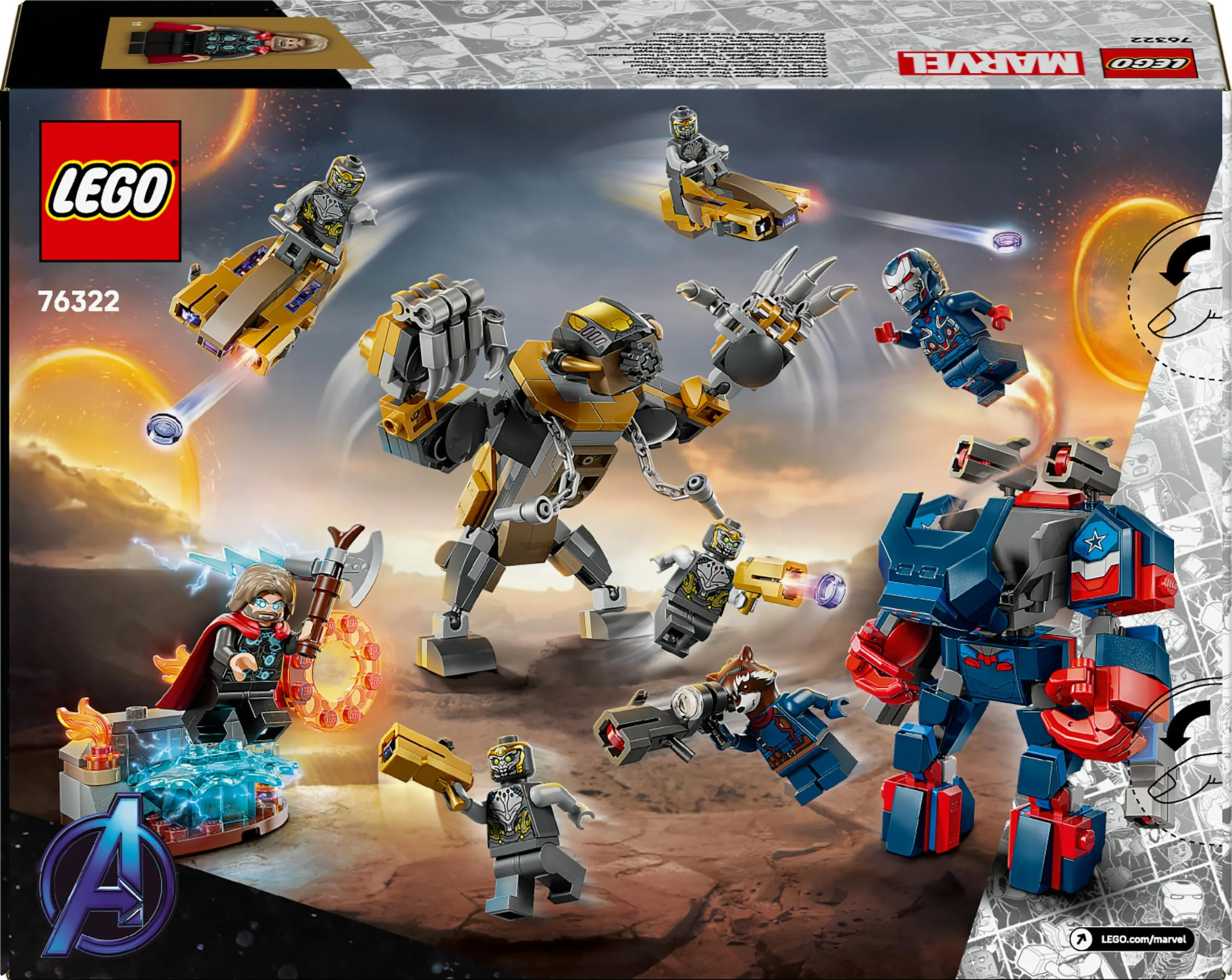 LEGO ǀ Marvel Avengers: Endgame Thor vs. Chitauri Bauset - Superhelden Action mit dem Iron Patriot Mech und 7 Minifiguren - Geschenk für Jungen und Mädchen ab 8 Jahren - 76322 - Image 2