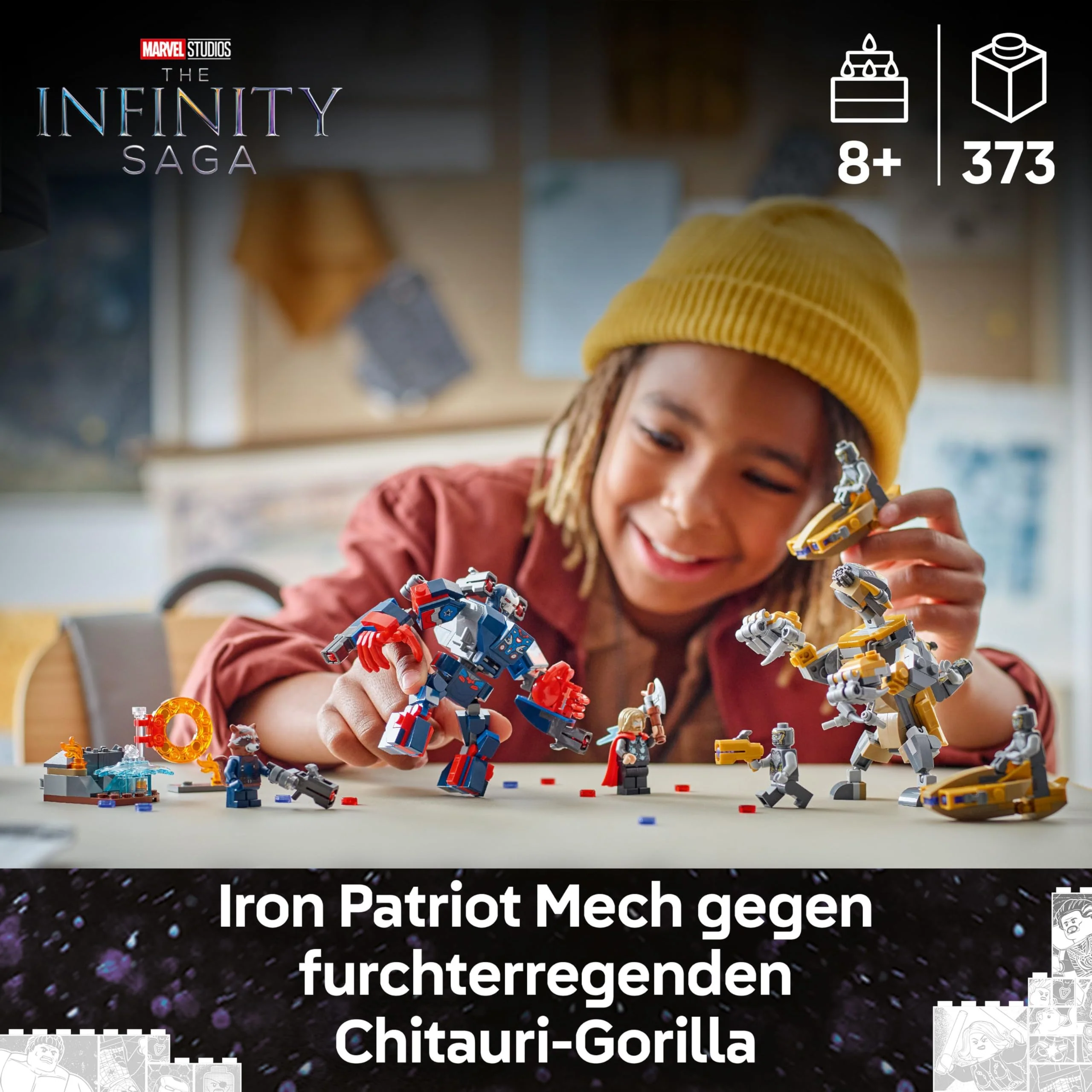 LEGO ǀ Marvel Avengers: Endgame Thor vs. Chitauri Bauset - Superhelden Action mit dem Iron Patriot Mech und 7 Minifiguren - Geschenk für Jungen und Mädchen ab 8 Jahren - 76322 - Image 8