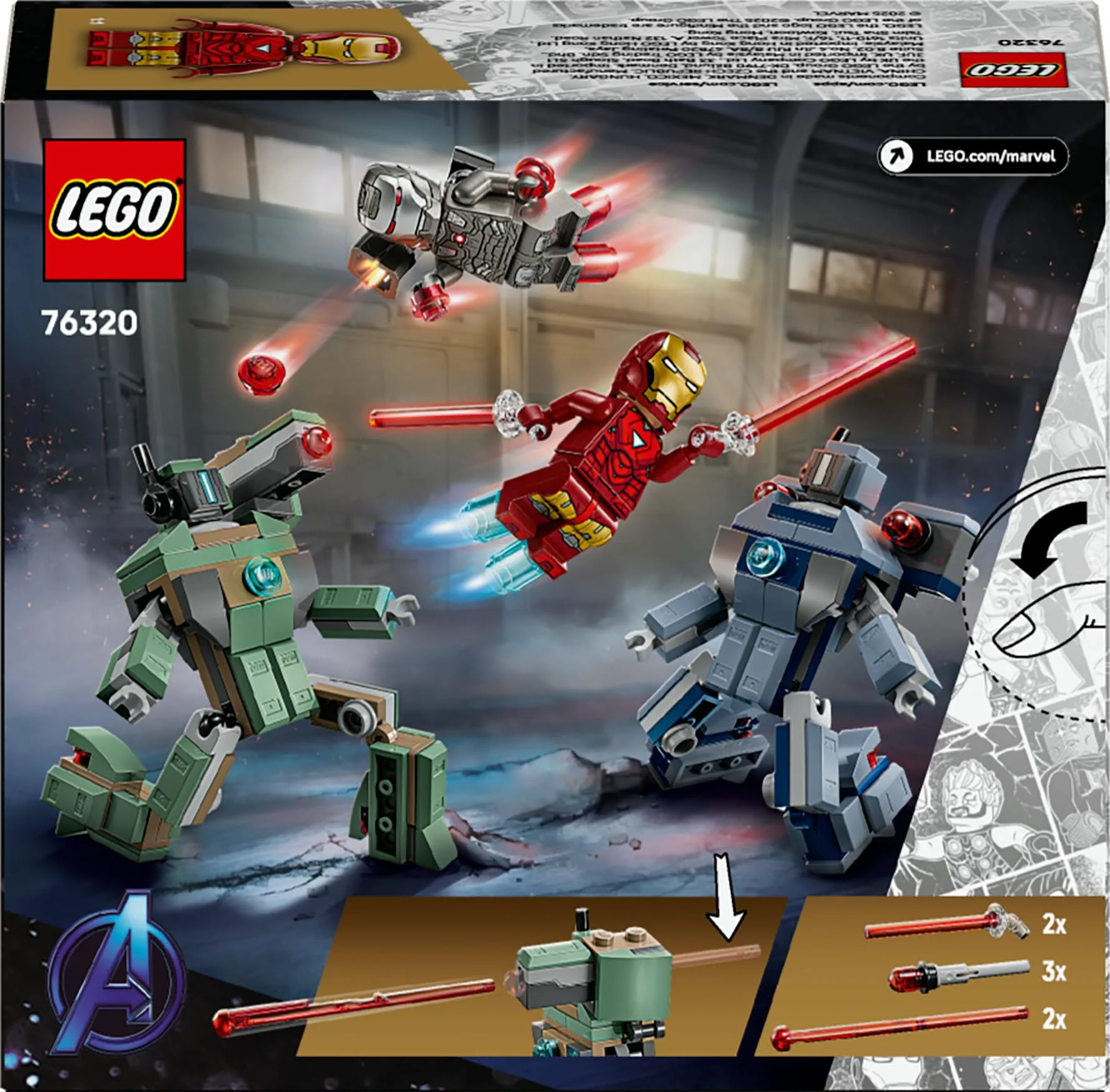 LEGO ǀ Marvel Iron Man & War Machine vs. Hammer-Drohnen - Superhelden Spielzeug für Jungen und Mädchen - Minifiguren zum Bauen und Spielen - Kreatives Geschenk für Kinder ab 7 Jahren - 76320 - Image 2