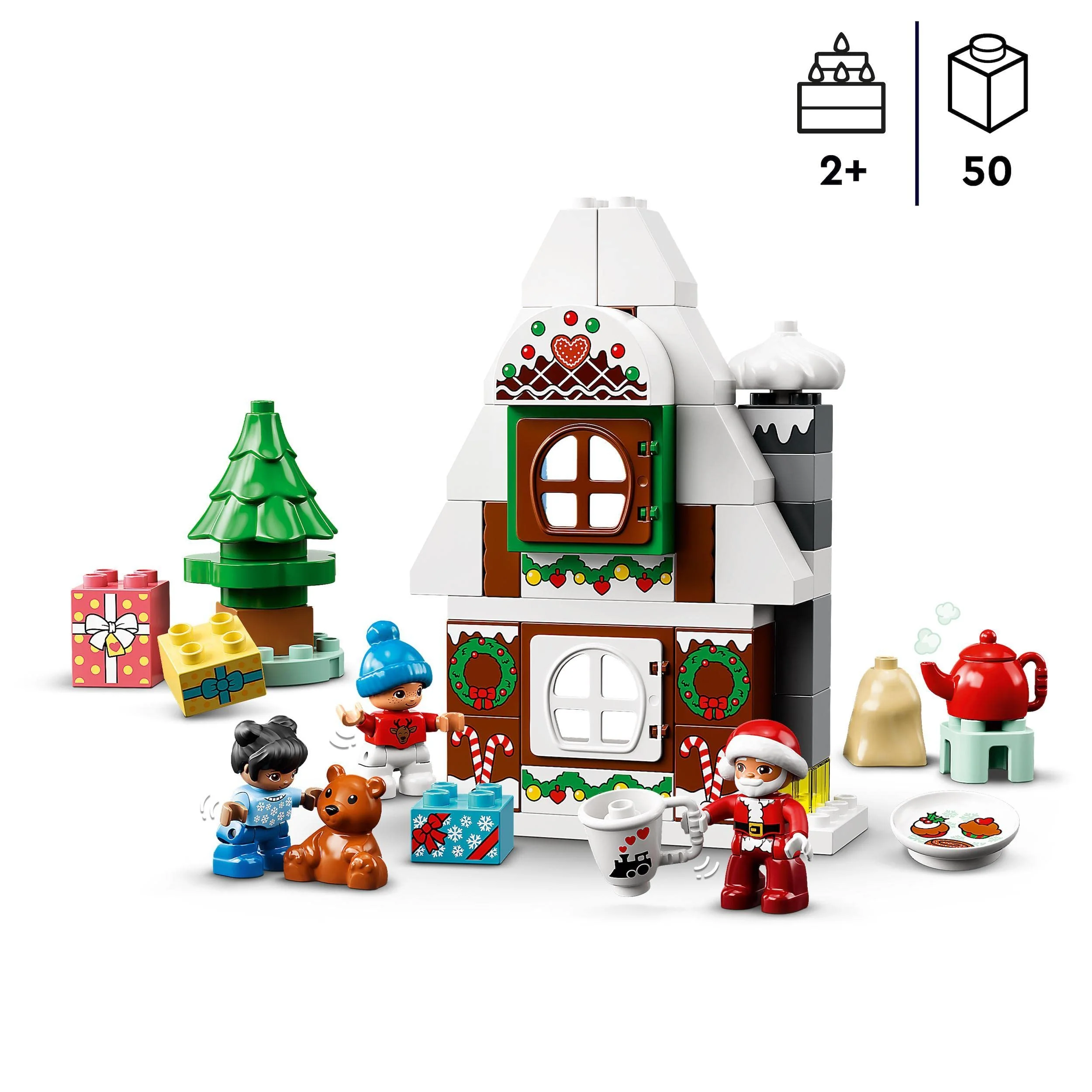 LEGO 10976 DUPLO Lebkuchenhaus mit Weihnachtsmann Figur, Weihnachtshaus-Spielzeug, Geschenk für Kleinkinder ab 2 Jahren, Bausteine, Lernspielzeug für Mädchen und Jungen - Image 7