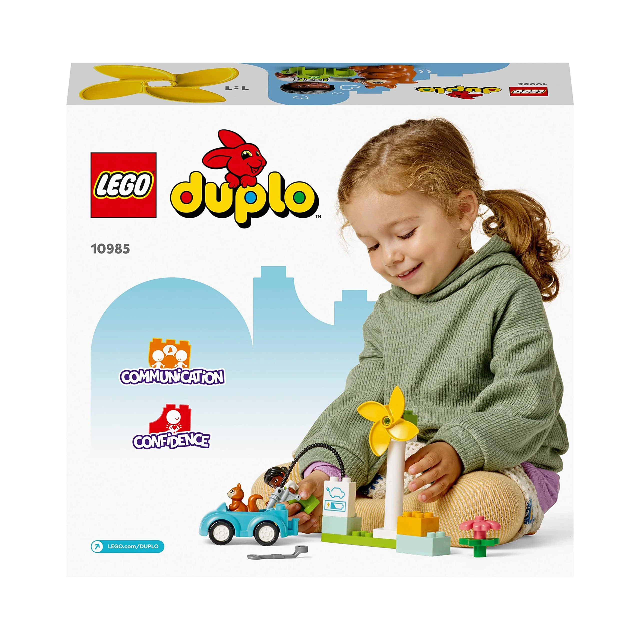 LEGO 10985 DUPLO Town Windrad und Elektroauto, Spielzeugauto-Lernspielzeug für Mädchen und Jungen ab 2 Jahren, für nachhaltiges Spielen und die Entwicklung von Kleinkinder - Image 2