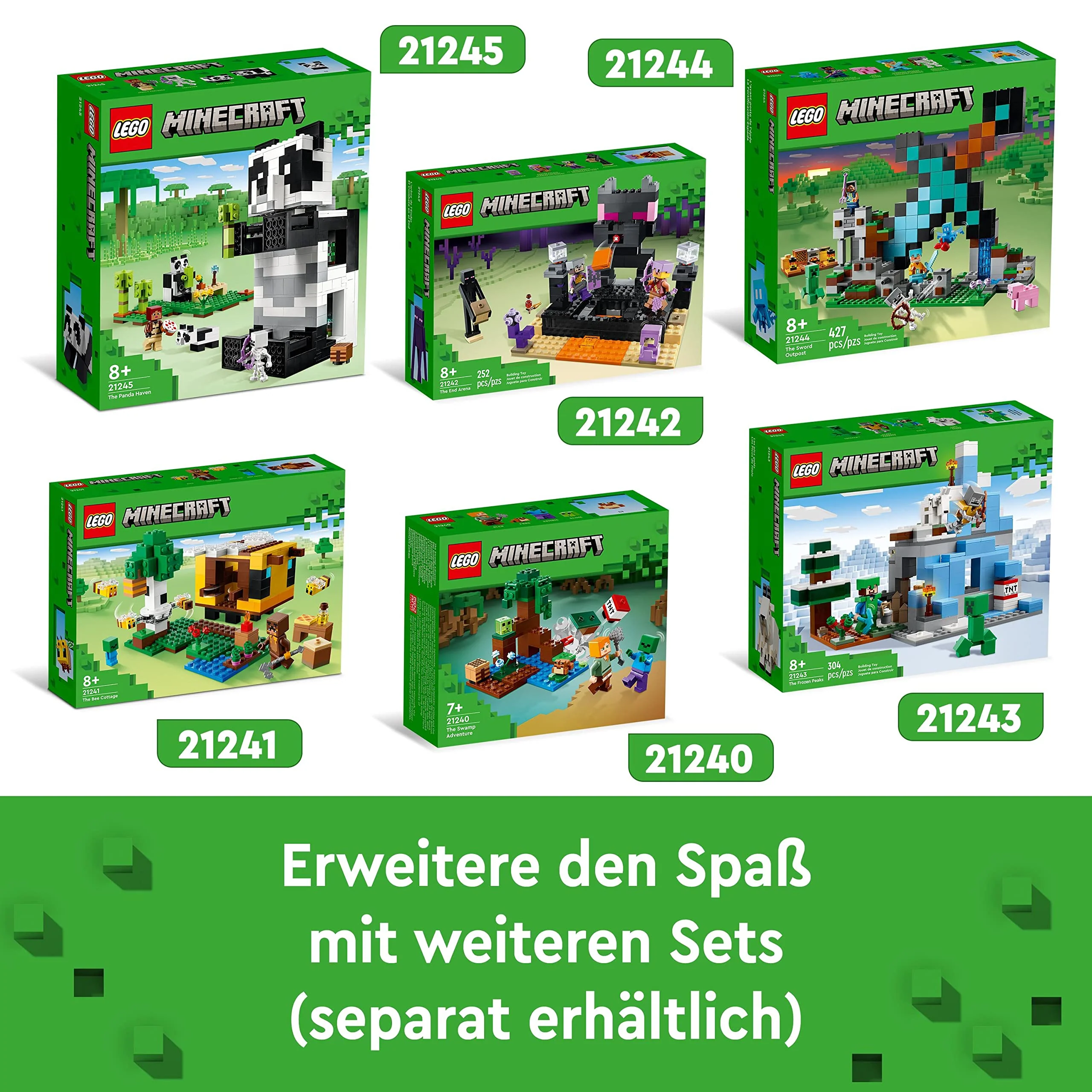 LEGO 21245 Minecraft Das Pandahaus Set, bewegliches Panda-Spielzeug-Haus mit Tier-Figuren und Skelett, Spielzeug für Jungen und Mädchen ab 8 Jahren - Image 4
