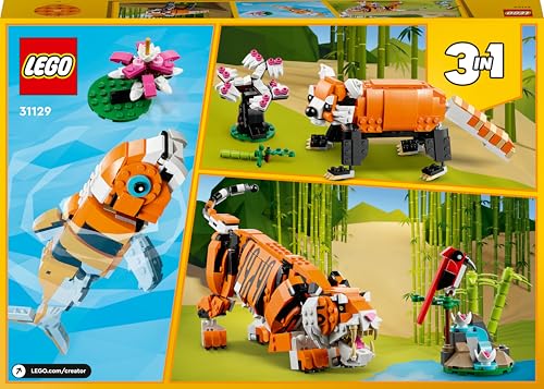 LEGO 31129 Creator Majestätischer Tiger, Panda oder Fisch, 3-in-1 Tierfiguren-Set, Spielzeug für Kinder, Jungen und Mädchen, Konstruktionsspielzeug mit Tieren - Image 2