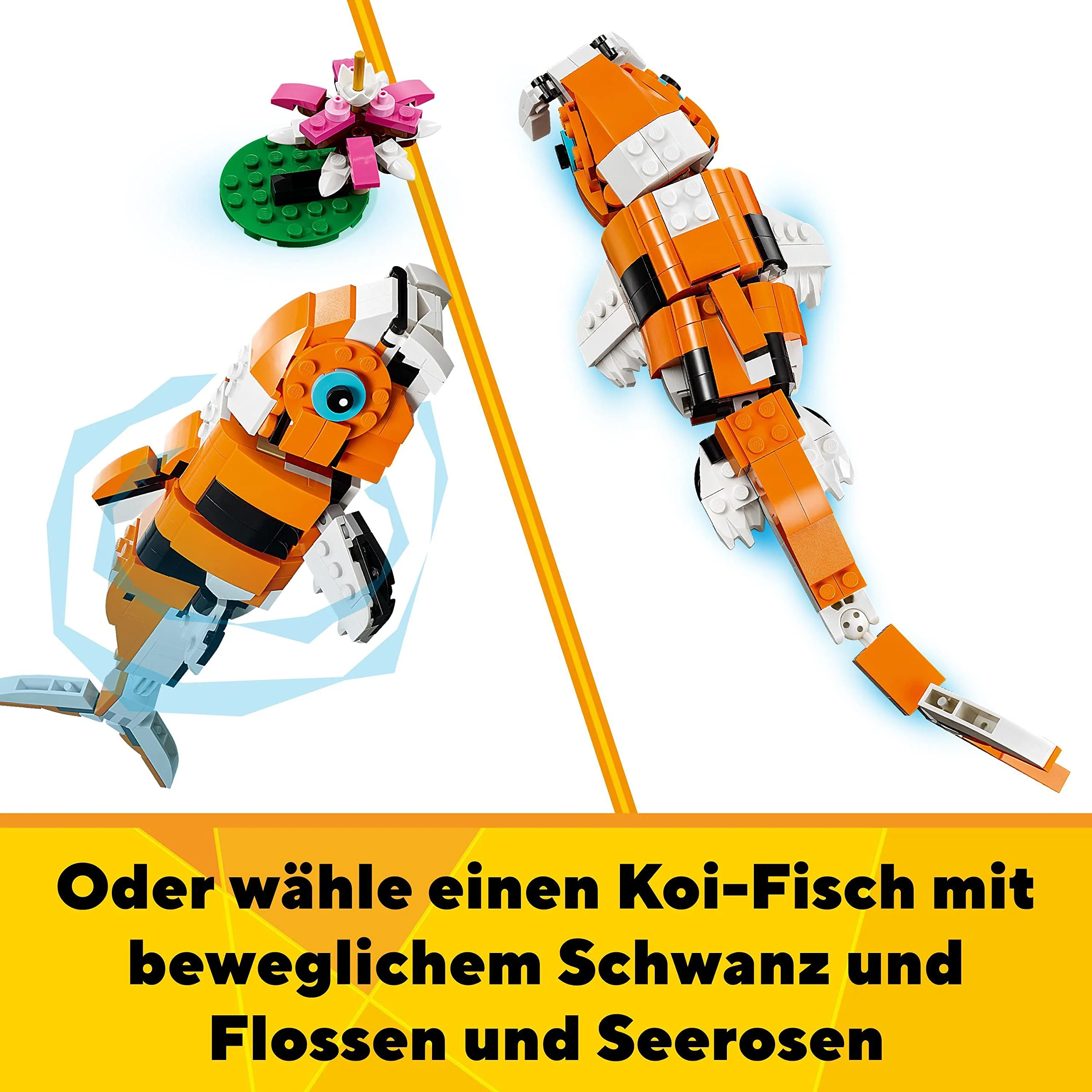 LEGO 31129 Creator Majestätischer Tiger, Panda oder Fisch, 3-in-1 Tierfiguren-Set, Spielzeug für Kinder, Jungen und Mädchen, Konstruktionsspielzeug mit Tieren - Image 4