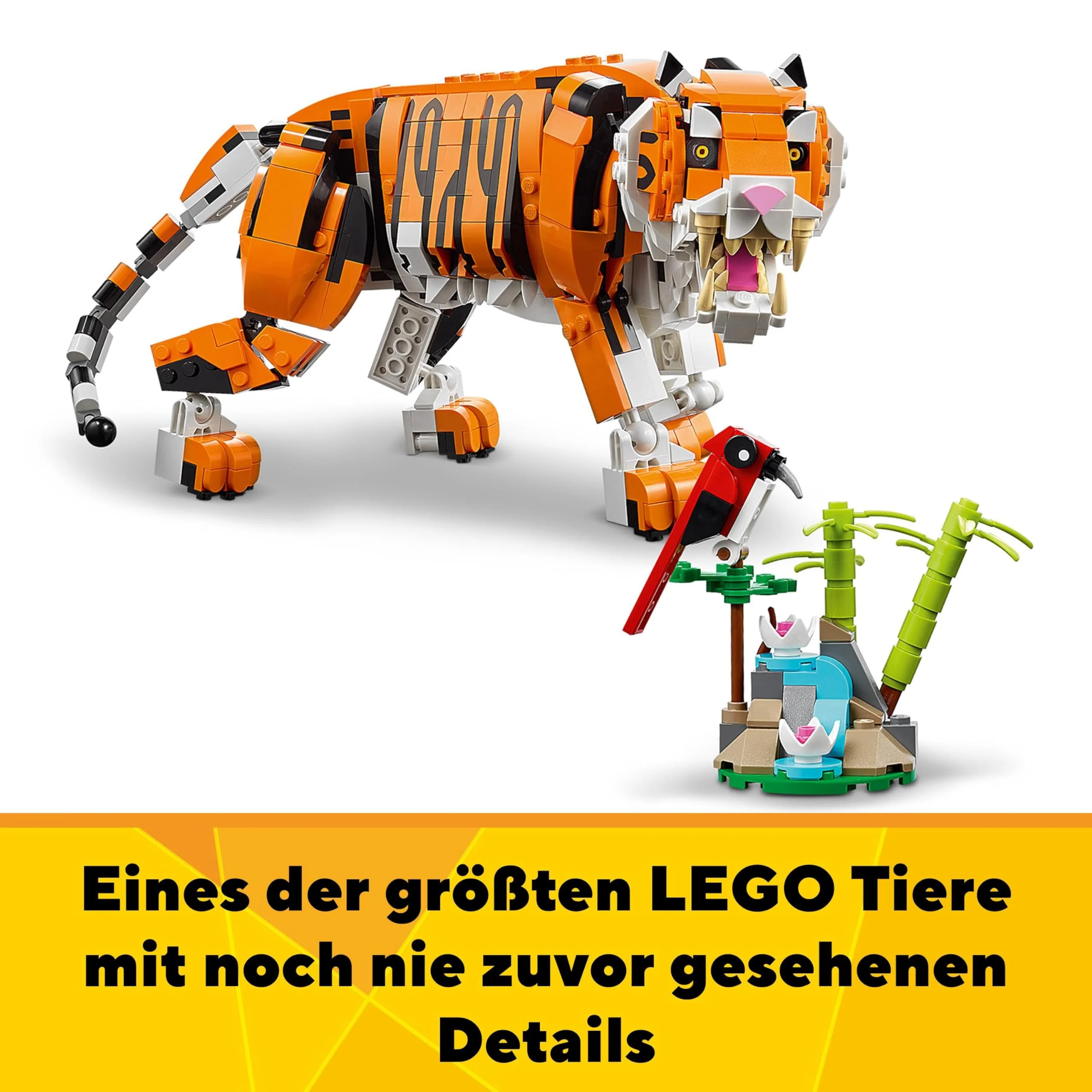 LEGO 31129 Creator Majestätischer Tiger, Panda oder Fisch, 3-in-1 Tierfiguren-Set, Spielzeug für Kinder, Jungen und Mädchen, Konstruktionsspielzeug mit Tieren - Image 6