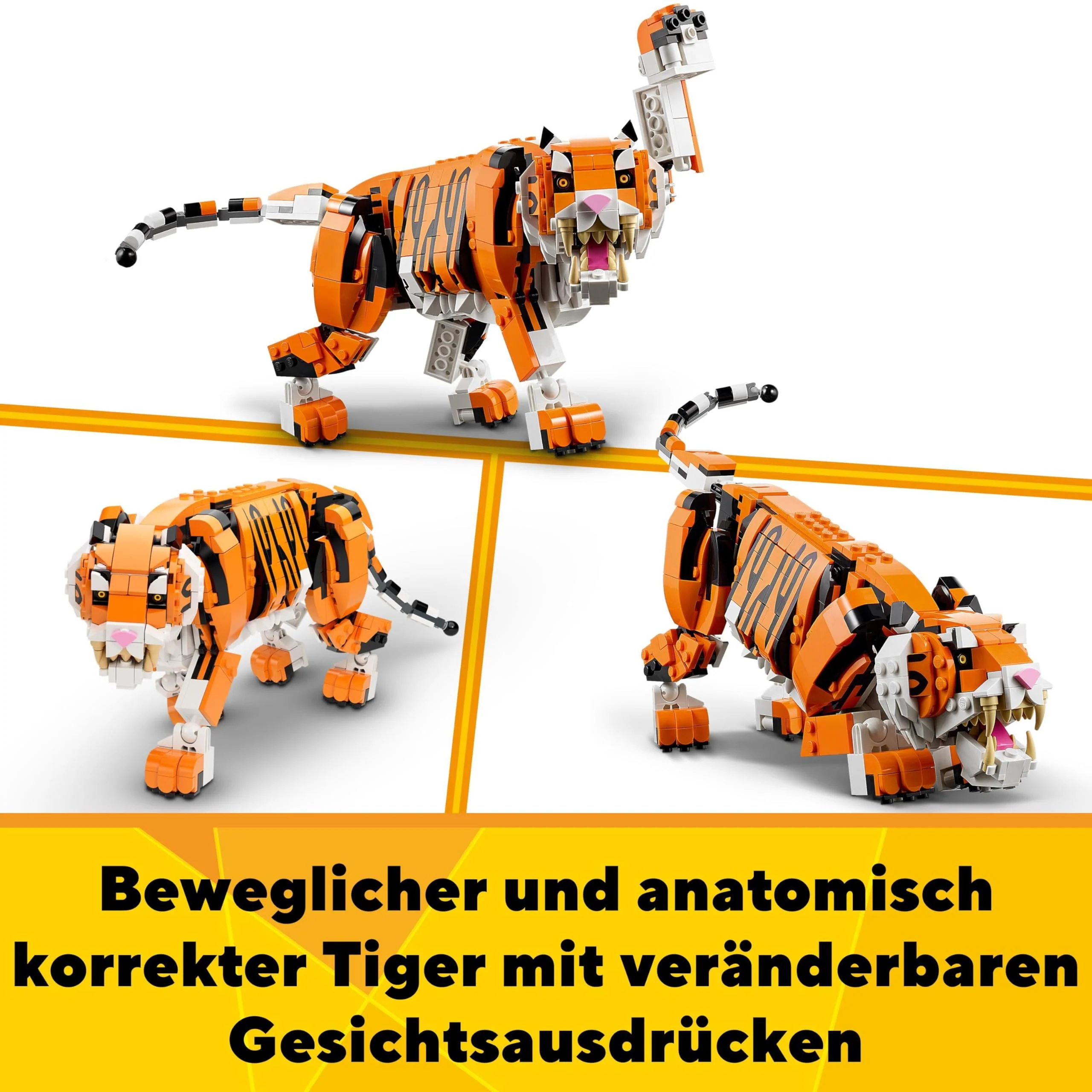 LEGO 31129 Creator Majestätischer Tiger, Panda oder Fisch, 3-in-1 Tierfiguren-Set, Spielzeug für Kinder, Jungen und Mädchen, Konstruktionsspielzeug mit Tieren - Image 7