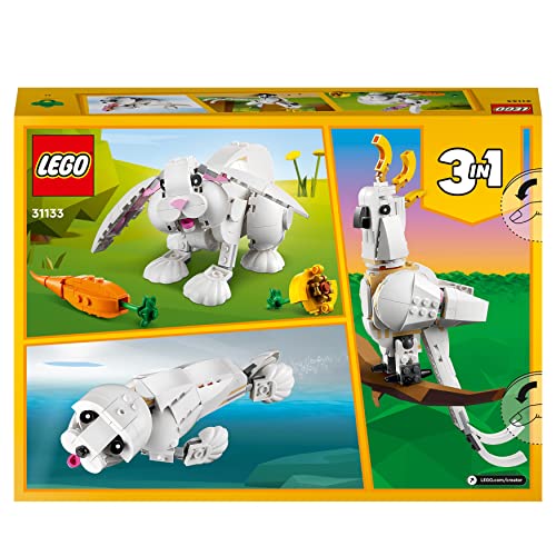 LEGO 31133 Creator 3in1 Weißer Hase Tierspielzeug Set mit Hasen-, Robben- und Papageienfiguren, Baustein-Konstruktionsspielzeug für Kinder ab 8 Jahren - Image 2