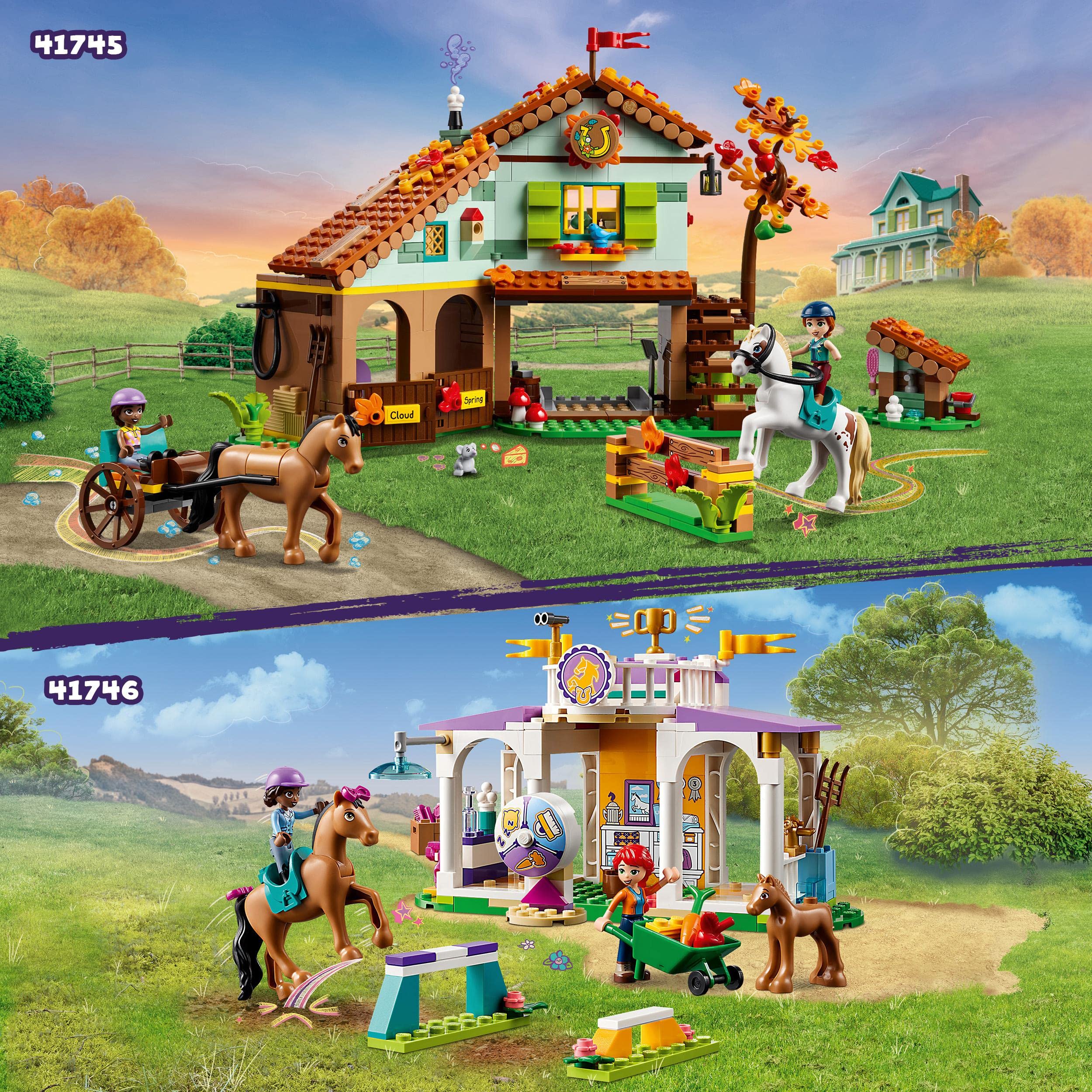 LEGO 41746 Friends Reitschule Set mit 2 Spielzeug-Pferden, Aliya und Mia Mini-Puppen, Reitstall- und Pferdespielzeug, Tierpflege-Geschenk für Kinder, Mädchen und Jungen ab 4 Jahre - Image 4
