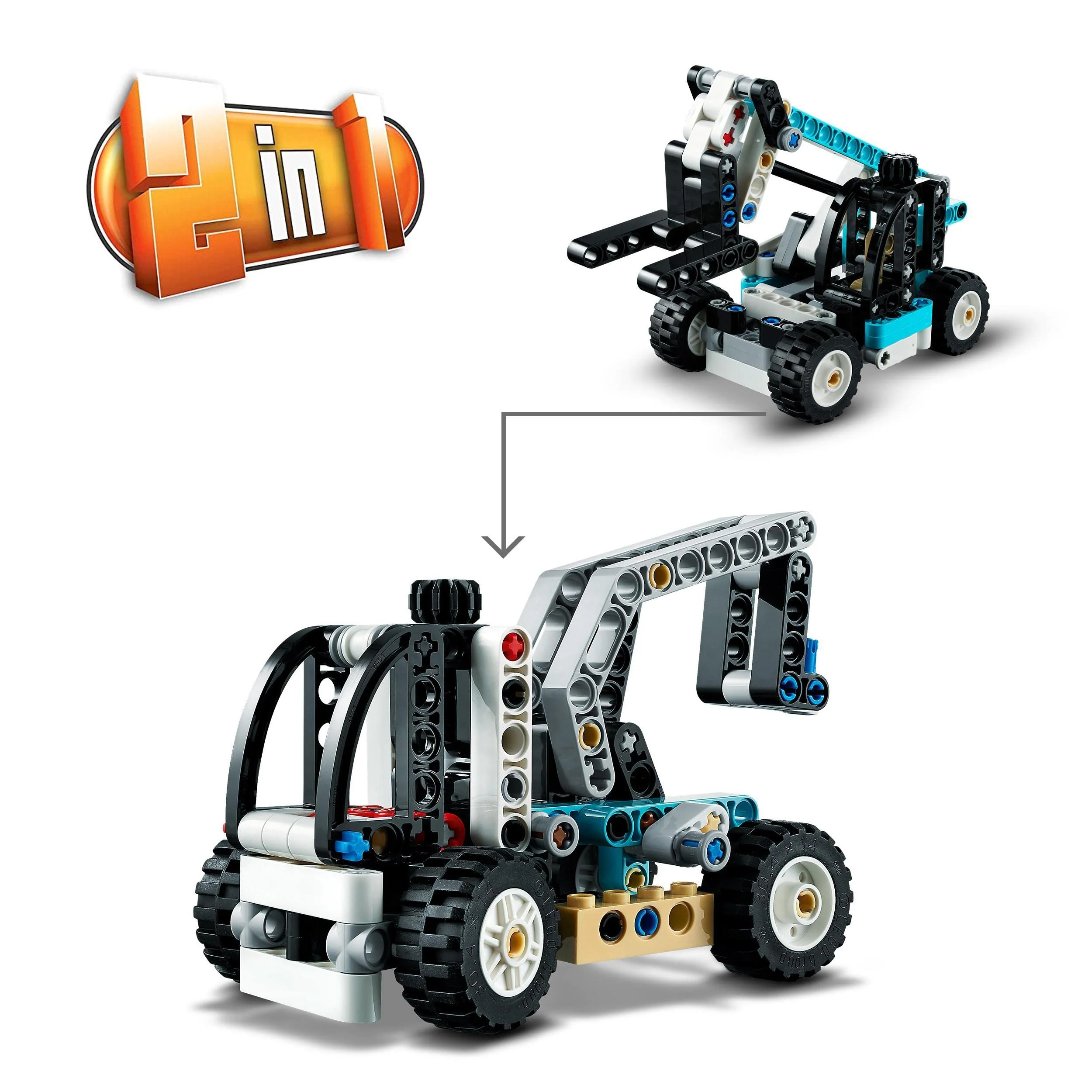 LEGO 42133 Technic 2-in-1 Teleskoplader Gabelstapler und Abschleppwagen Spielzeug, Baufahrzeug für Jungen und Mädchen ab 7 Jahren - Image 5