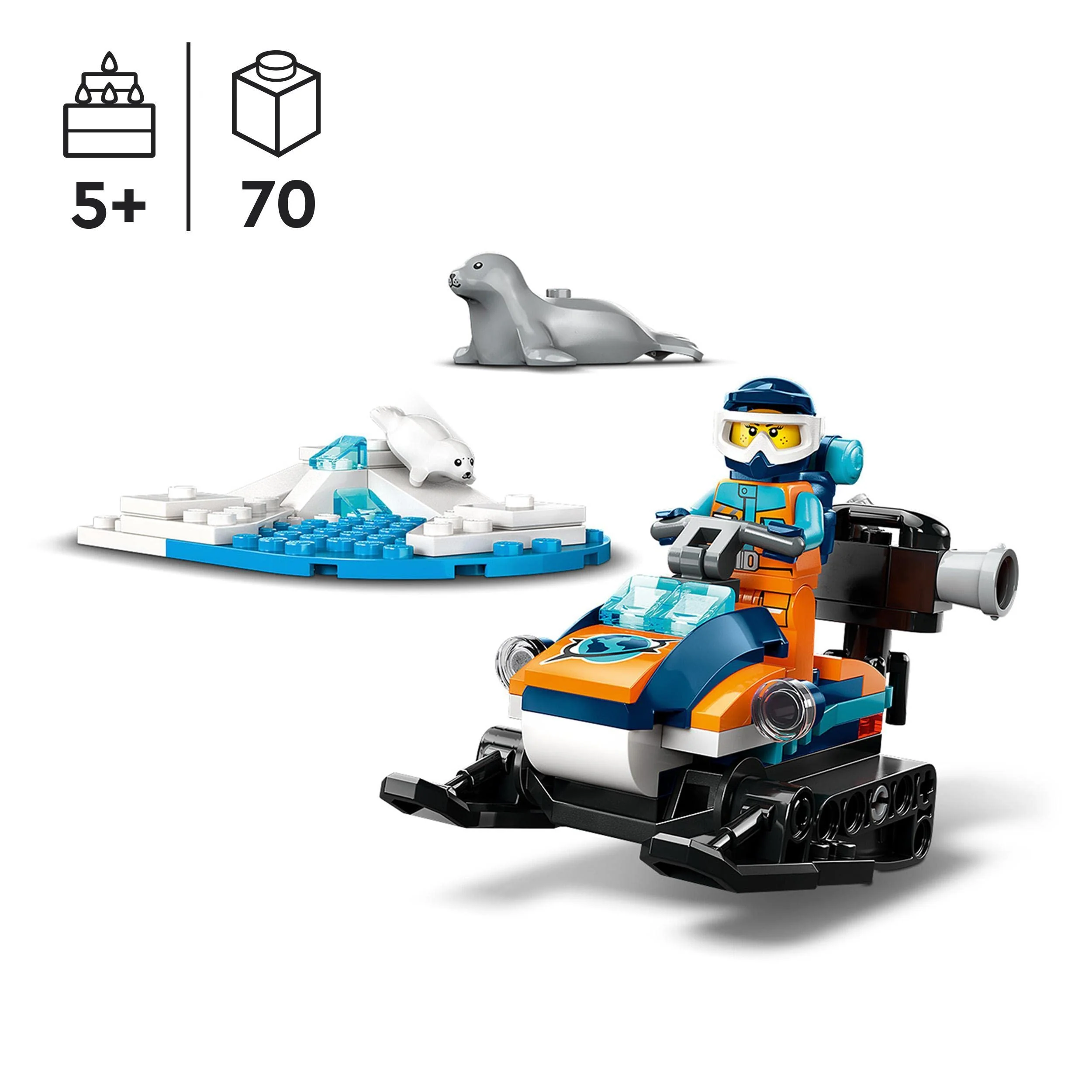 LEGO 60376 City Arktis-Schneemobil, Konstruktionsspielzeug-Set mit 3 Tier-Figuren und Einer Explorer-Minifigur, Spielzeug für Kinder ab 5 Jahren - Image 8