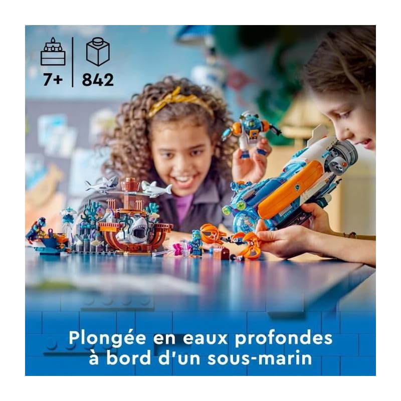 LEGO 60379 City Forscher-U-Boot Spielzeug, Unterwasser-Set mit Drohne, Mech, Minifiguren von Tauchern und Tierfiguren, Geschenk zum Geburtstag für Kinder, Jungen und Mädchen - Image 10