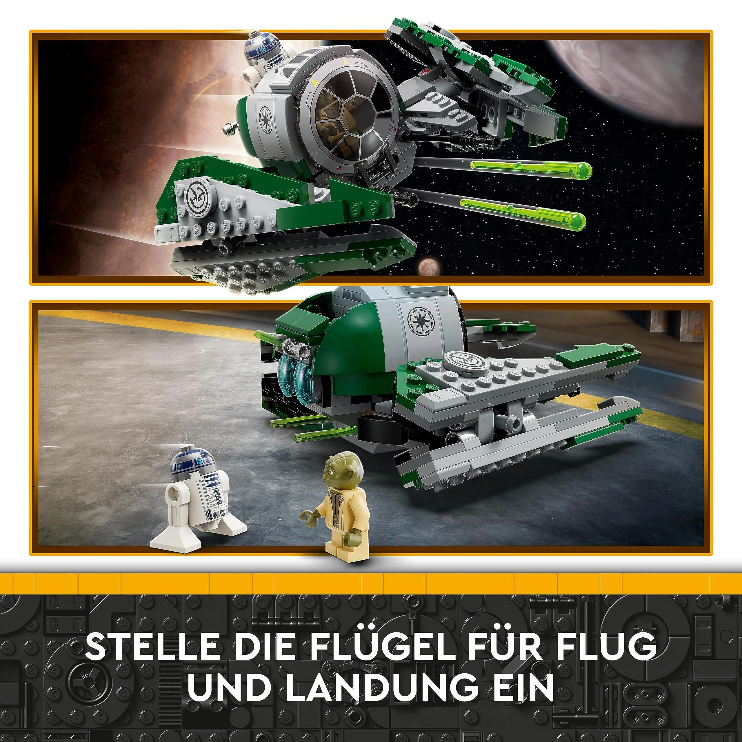 LEGO 75360 Star Wars Yodas Jedi Starfighter Bauspielzeug, Clone Wars Fahrzeug-Set mit Meister Yoda-Minifigur, Lichtschwert und Droide R2-D2-Figur - Image 7