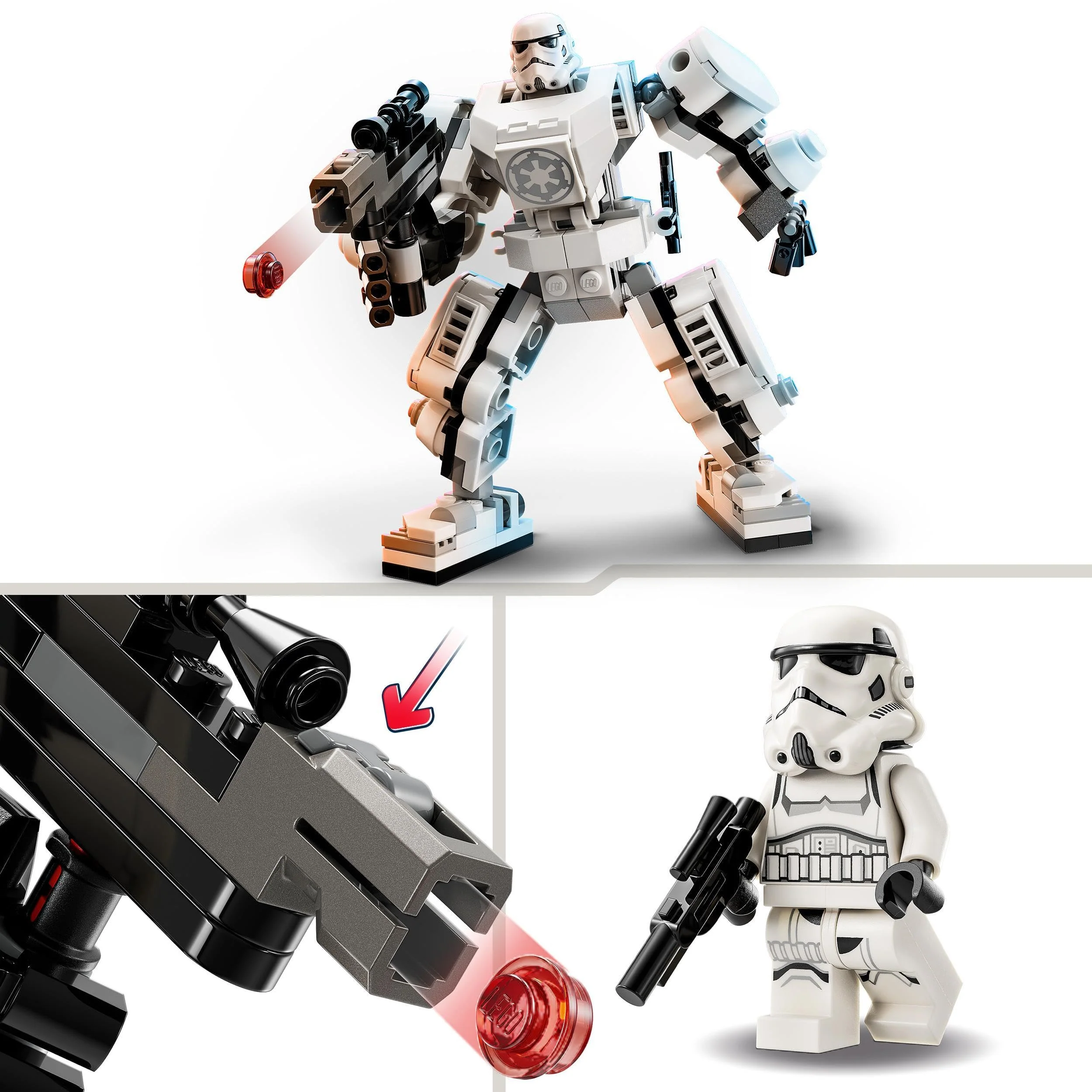 LEGO 75370 Star Wars Sturmtruppler Mech Set, Baubares Actionfigur-Modell mit Gelenkteilen, Minifiguren-Cockpit und großem Stud-Shooter, Sammelspielzeug für Kinder ab 6 Jahren - Image 8