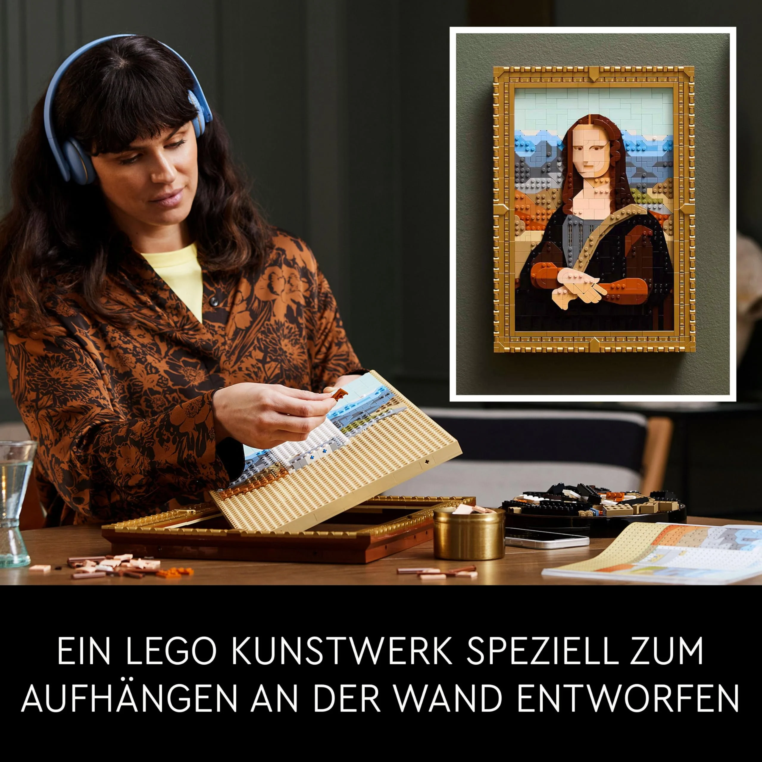 LEGO Art Mona Lisa, Set für Erwachsene, Gemälde von Leonardo da Vinci zum Aufhängen, kreative Aktivität für Männer und Frauen, Geschenk für Kunstliebhaber, italienische Renaissance Kunst 31213 - Image 7