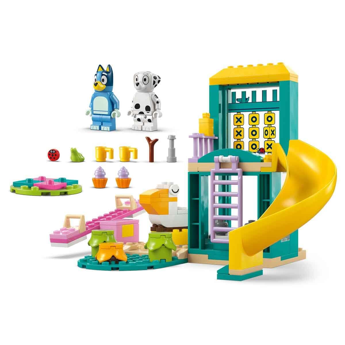 LEGO Bluey Playground Fun with Bluey and Chloe - Toy for 4+ Year Old Girls & Boys - incl. 2 Minifigures, a Functional Pink See-Saw, Slide, Climbing Frame & 3 Plants - Gift for TV Show Fans - 11201 - Image 5
