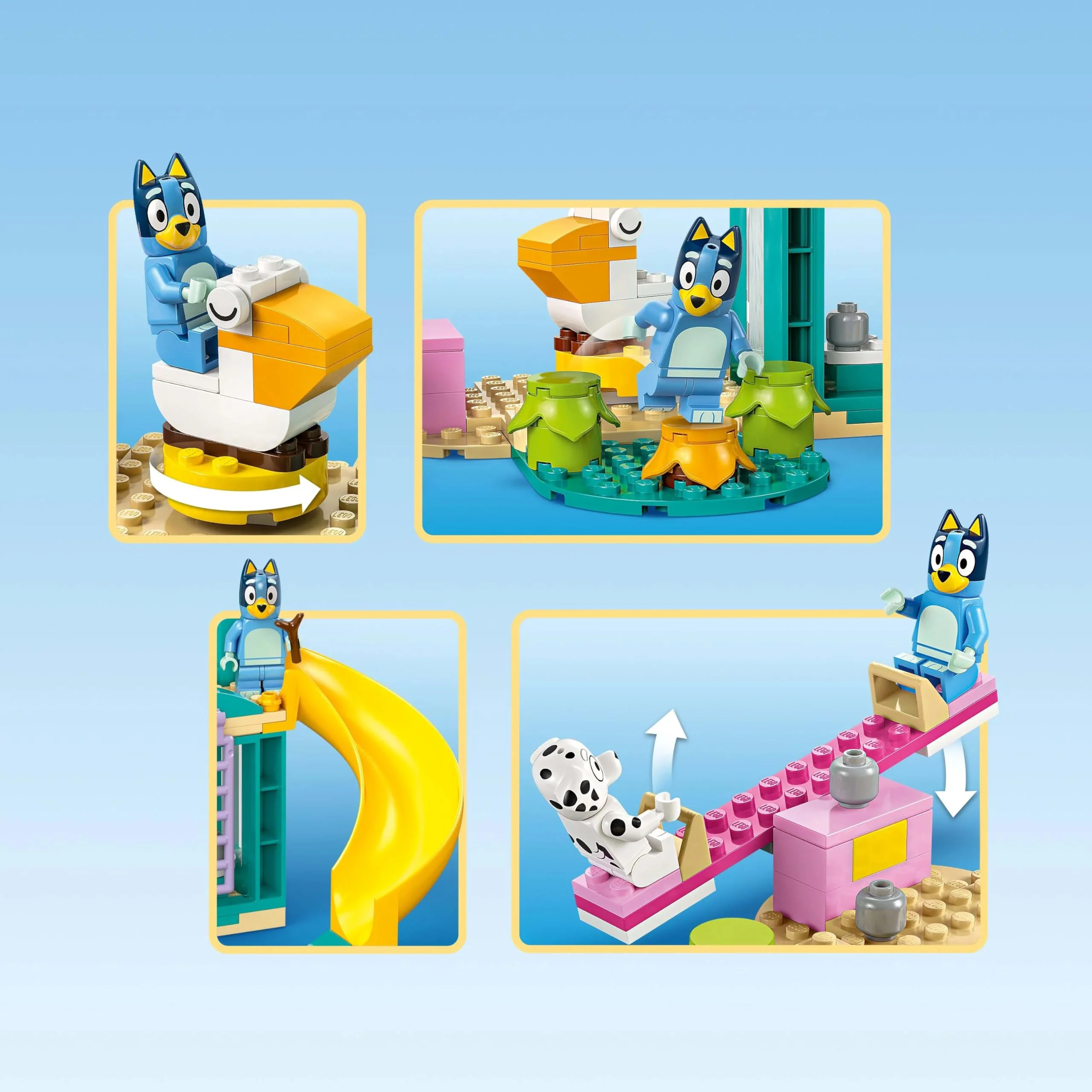 LEGO Bluey Playground Fun with Bluey and Chloe - Toy for 4+ Year Old Girls & Boys - incl. 2 Minifigures, a Functional Pink See-Saw, Slide, Climbing Frame & 3 Plants - Gift for TV Show Fans - 11201 - Image 6