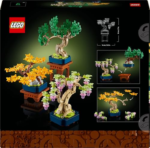 LEGO Botanicals Mini-Bonsais - Bonsai zum Bauen & Ausstellen - Kreative Deko Blumen - Ginkgo, Schwarzkiefer & Wisteria Kunstpflanzen - DIY Deko für Zuhause - Geschenk für Frauen & Männer - 10373 - Image 2