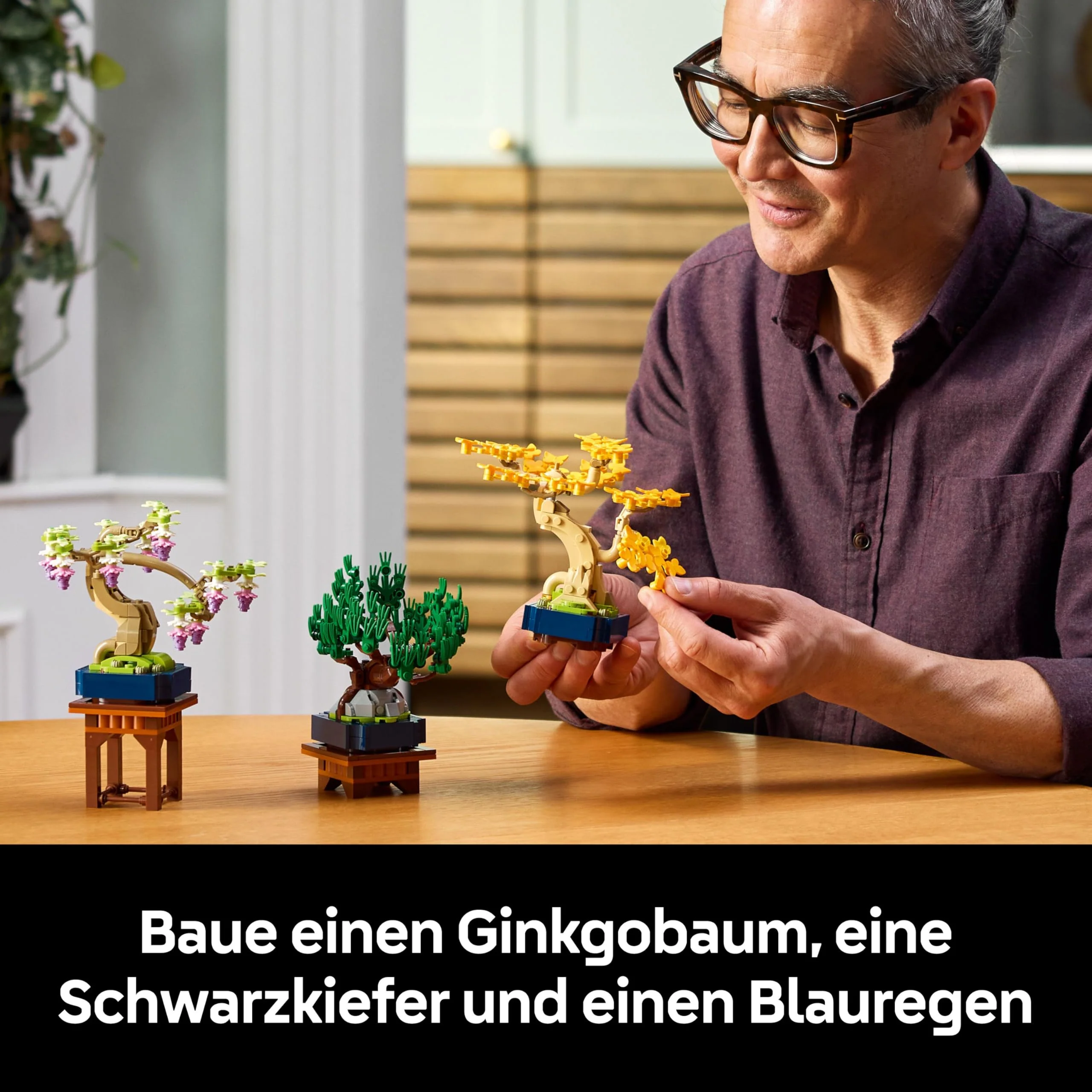LEGO Botanicals Mini-Bonsais - Bonsai zum Bauen & Ausstellen - Kreative Deko Blumen - Ginkgo, Schwarzkiefer & Wisteria Kunstpflanzen - DIY Deko für Zuhause - Geschenk für Frauen & Männer - 10373 - Image 9