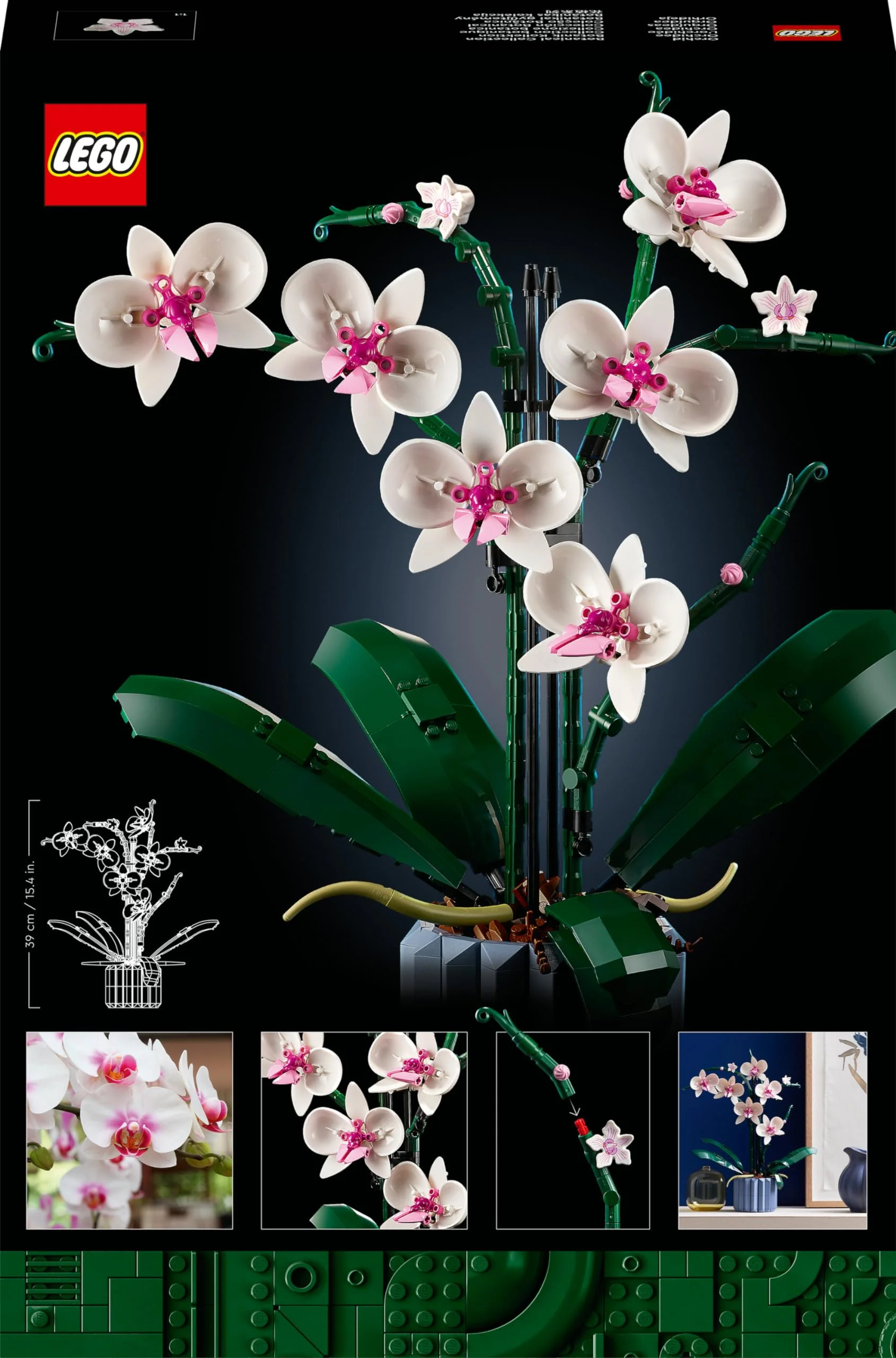 LEGO Botanicals Orchidee - Künstliche Pflanzen Set mit weißen und rosa Blumen - Modellbausatz für Erwachsene - Home und Zimmer-Deko - Botanik Kollektion - Geschenke für Frauen und Männer 10311 - Image 6
