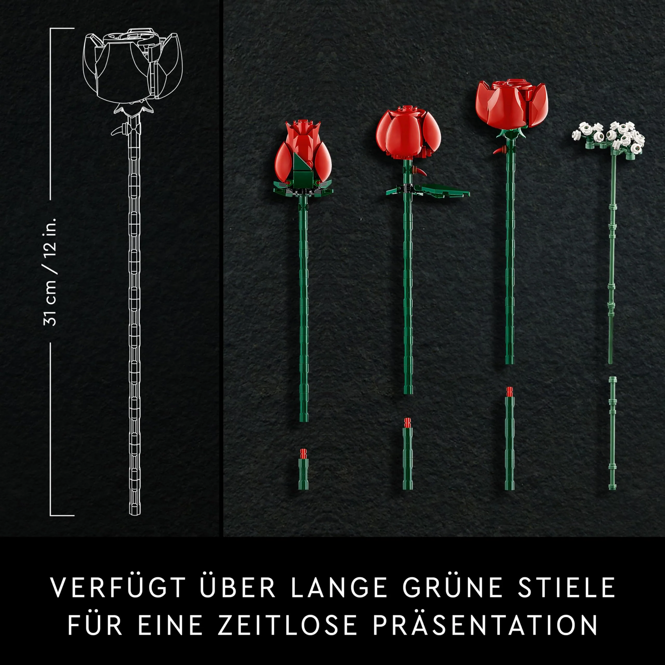 LEGO Botanicals Rosenstrauß - Blumen zum Bauen und Ausstellen - DIY Deko mit Pflanzen - Modellbau mit Kunstblumen - Bauset für Erwachsene - Geschenk zu Weihnachten für Frauen & Männer - 10328 - Image 7