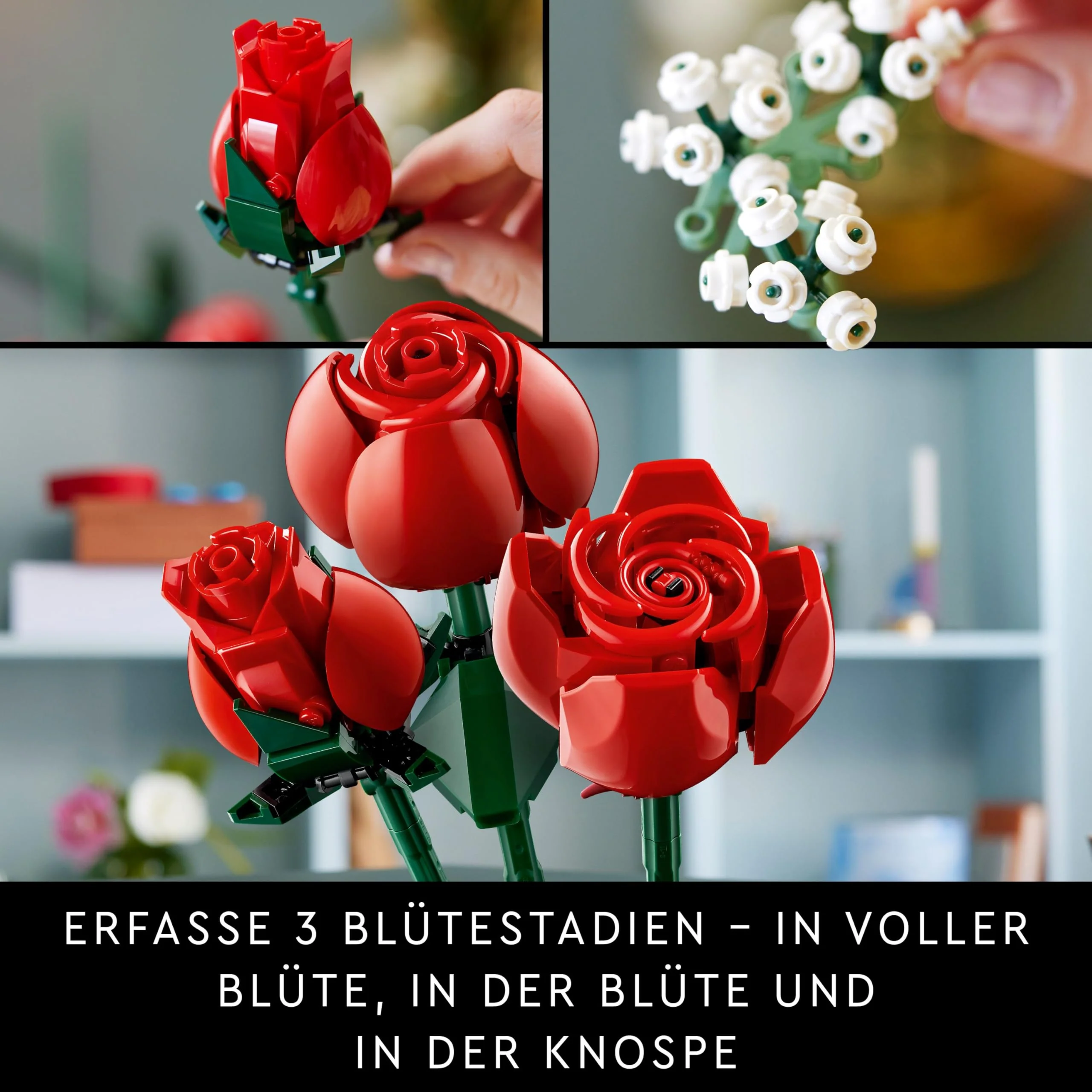 LEGO Botanicals Rosenstrauß - Blumen zum Bauen und Ausstellen - DIY Deko mit Pflanzen - Modellbau mit Kunstblumen - Bauset für Erwachsene - Geschenk zu Weihnachten für Frauen & Männer - 10328 - Image 8